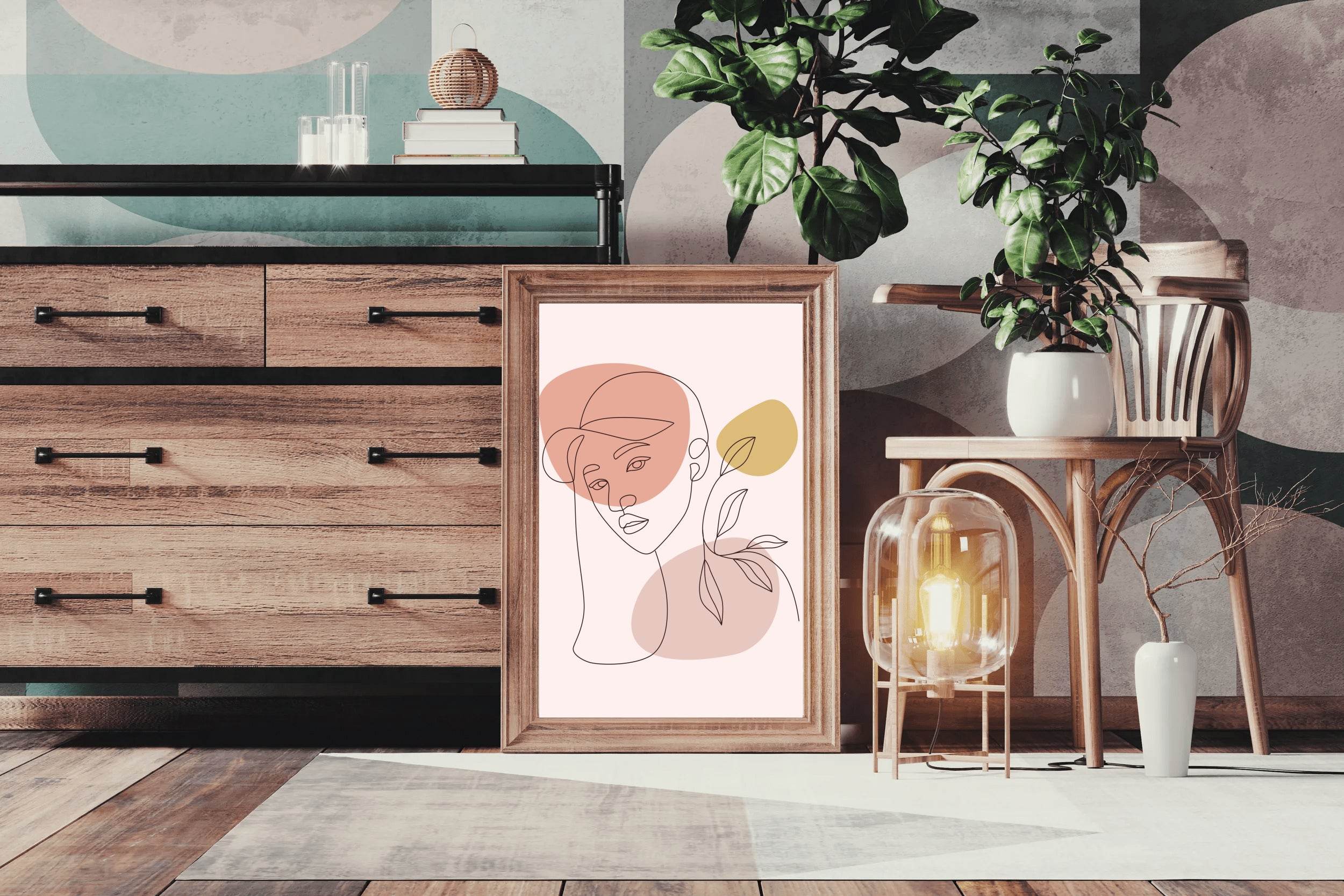 Minimal Design Of a Woman With a Hat Wall Art - beink online art store