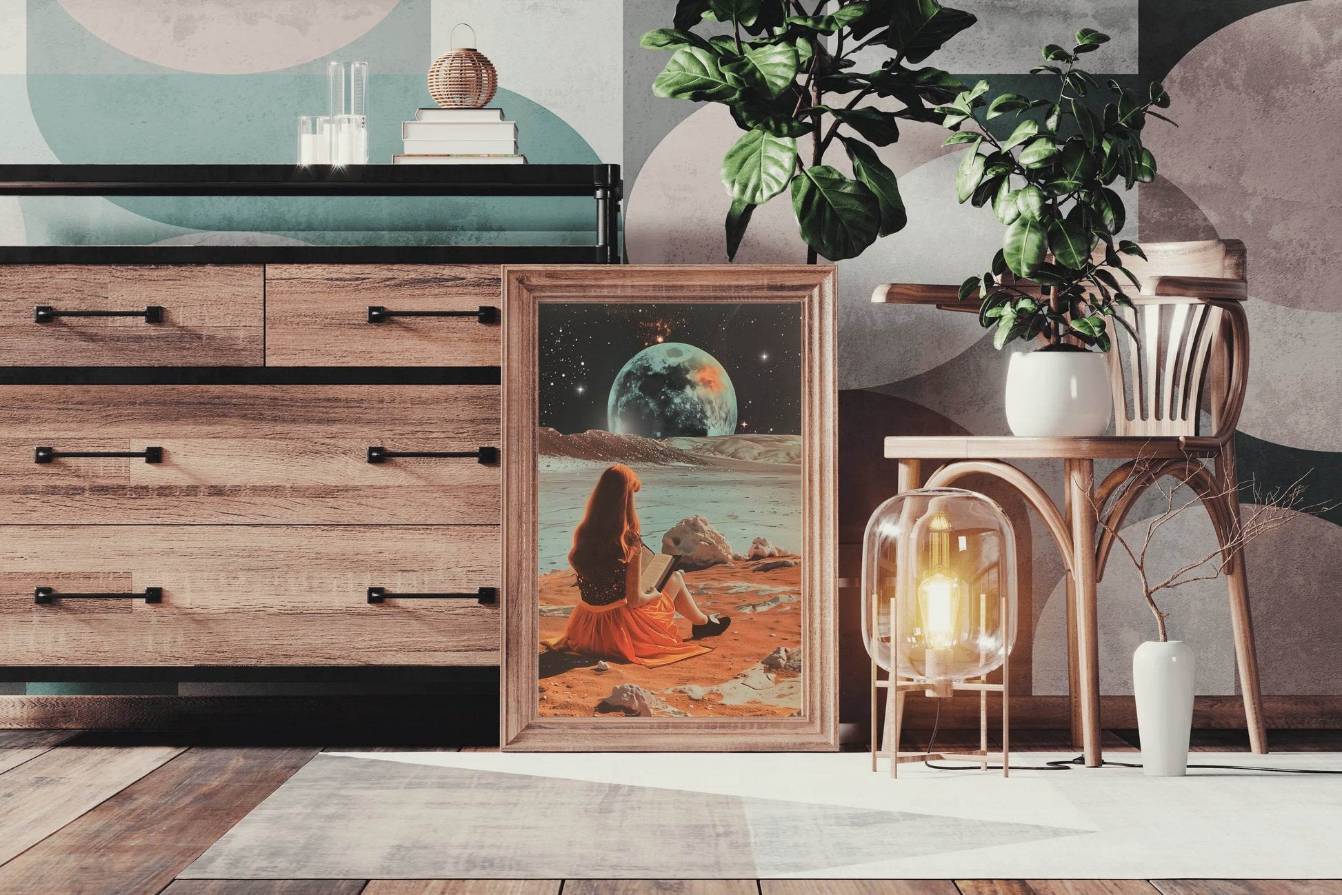Woman Sitting in Front Of Our Globe Wall Art - beink online art store