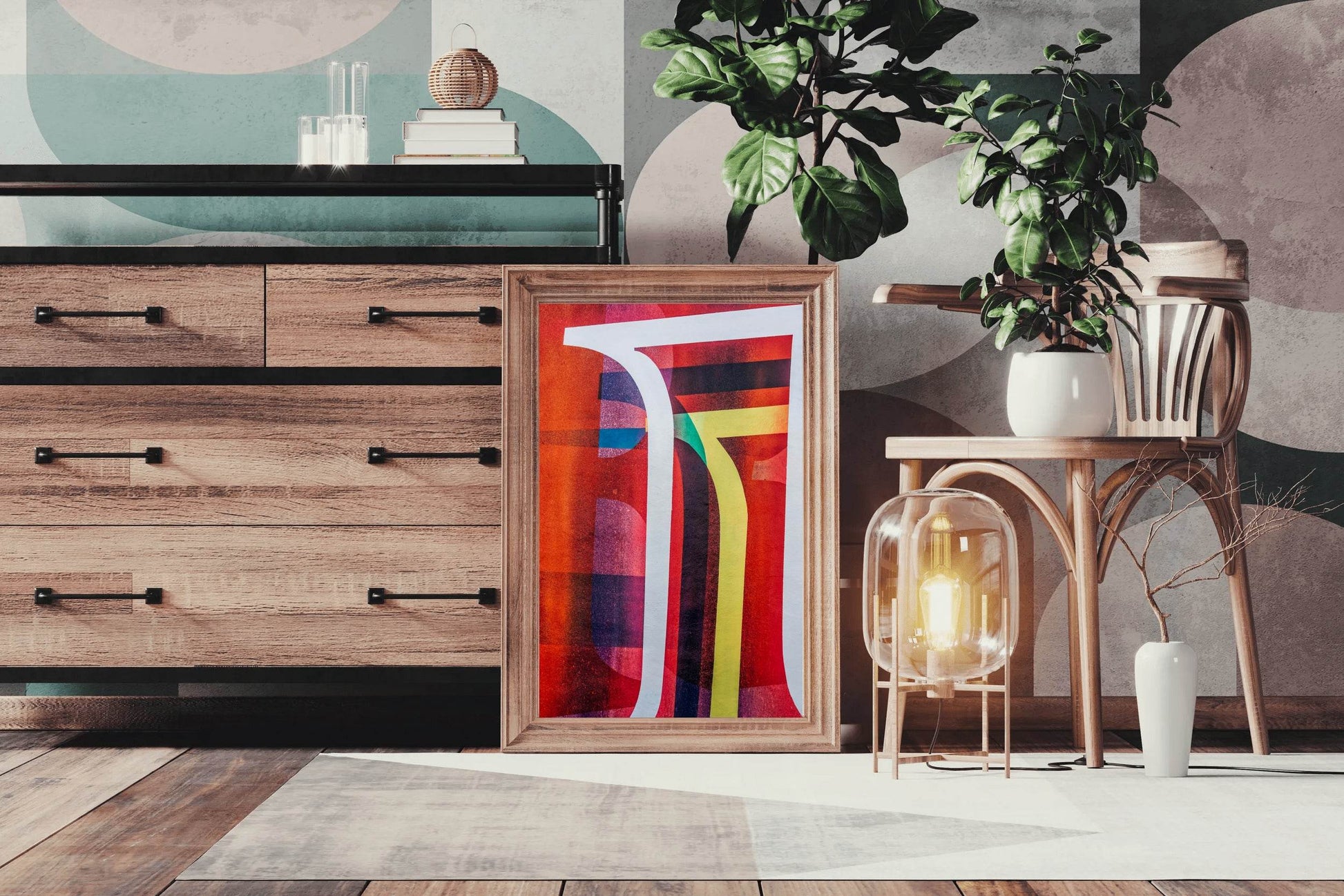 Colorful Red Background Abstract Wall Art - beink online art store