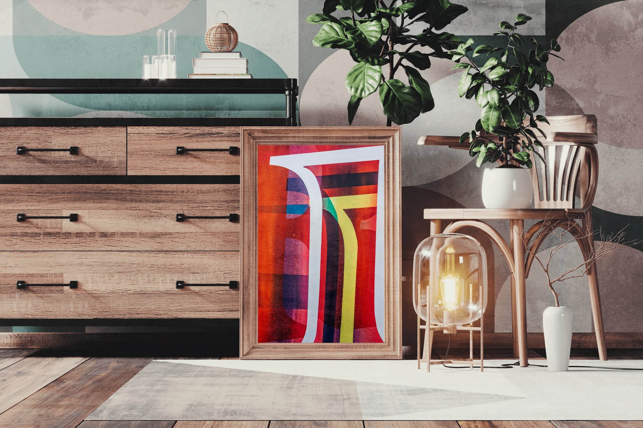 Colorful Red Background Abstract Wall Art - beink online art store