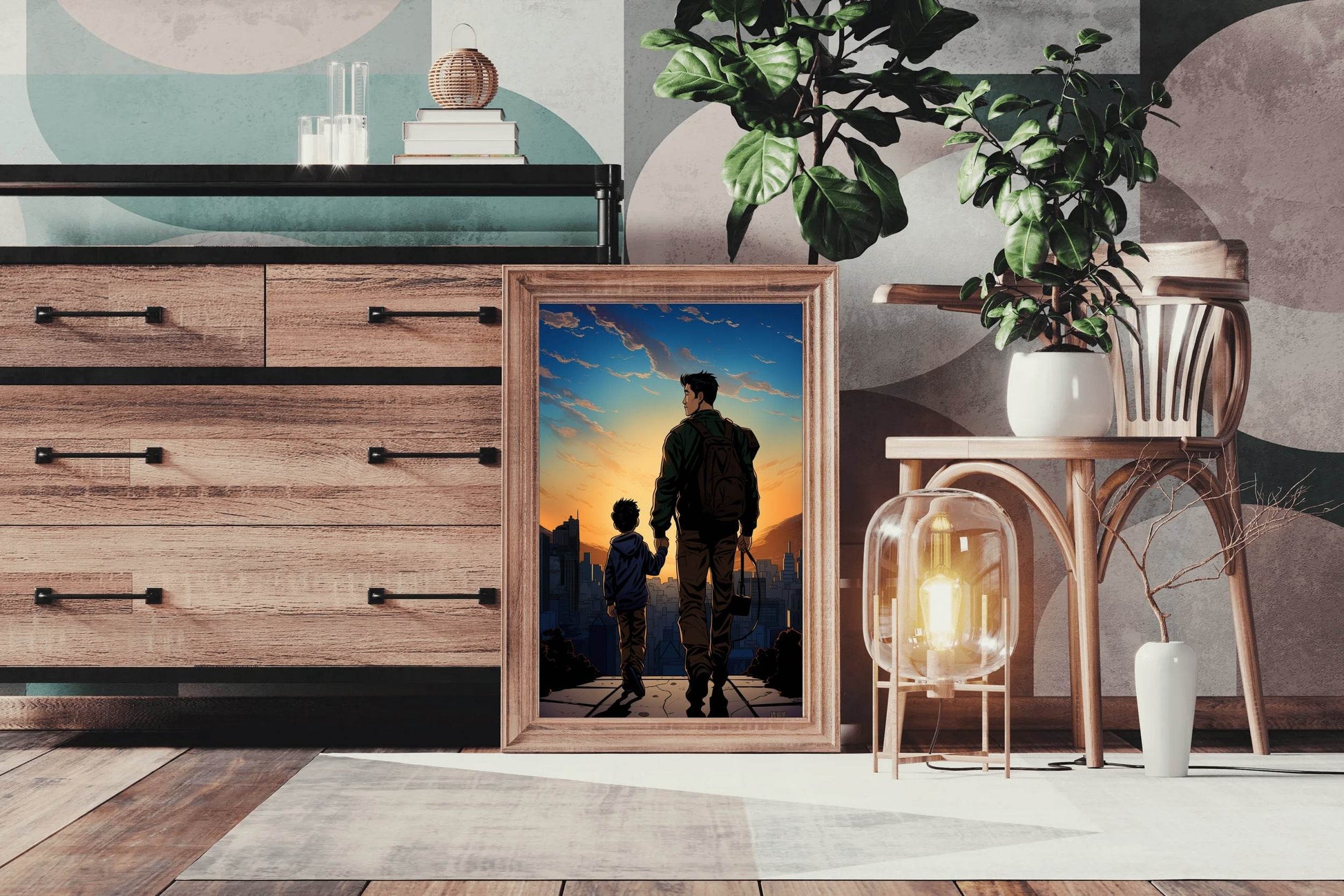 Parent with kid Anime Wall Art - beink online art store
