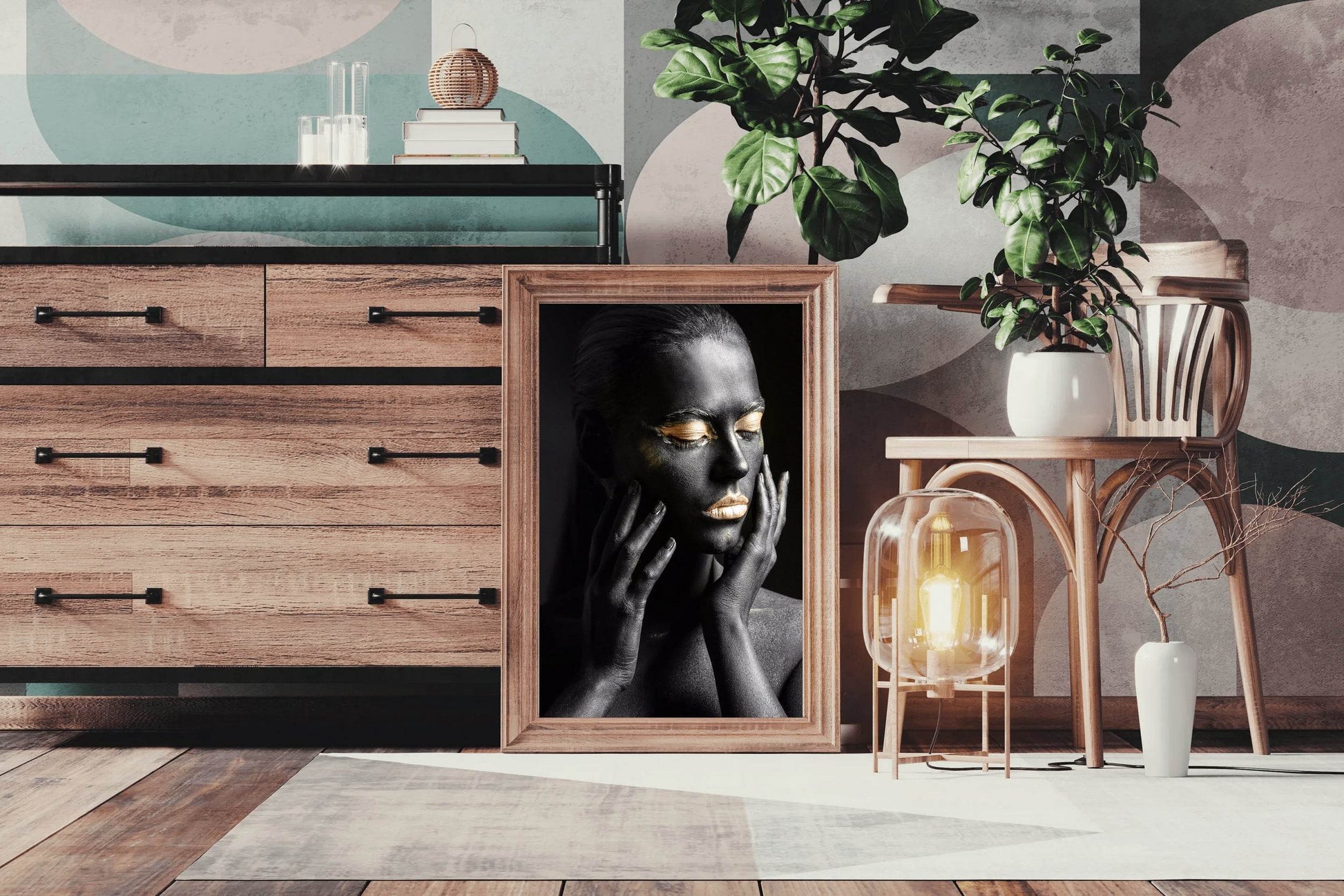 Black Face With Golden Eyes Wall Art - beink online art store