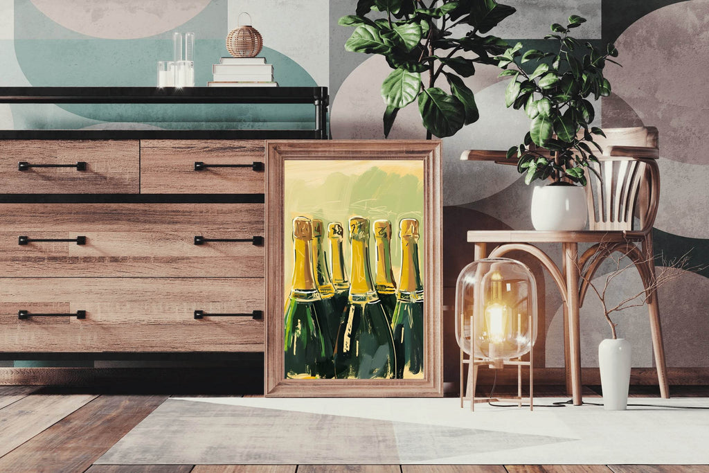 Champagne Bottles Wall Art - beink online art store