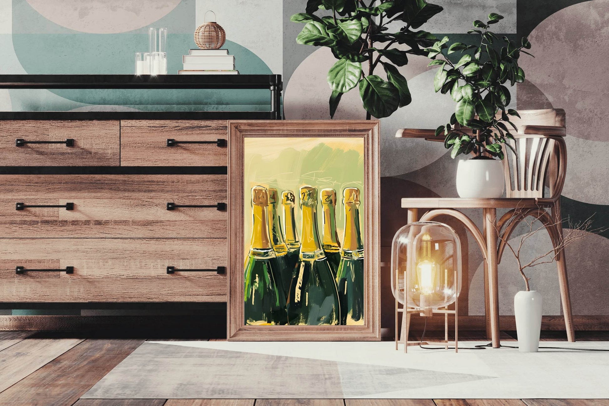 Champagne Bottles Wall Art - beink online art store