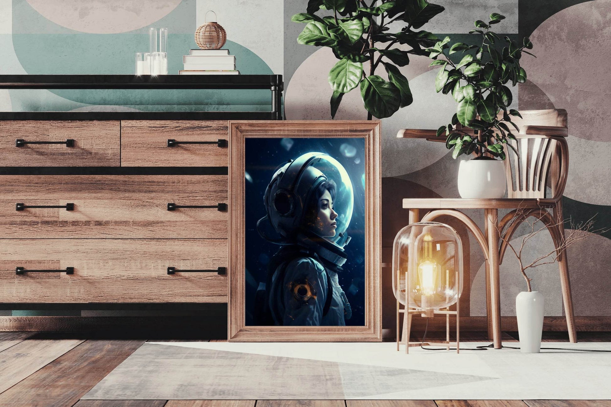 Female Astronaut portrait from side Wall Art - beink online art store
