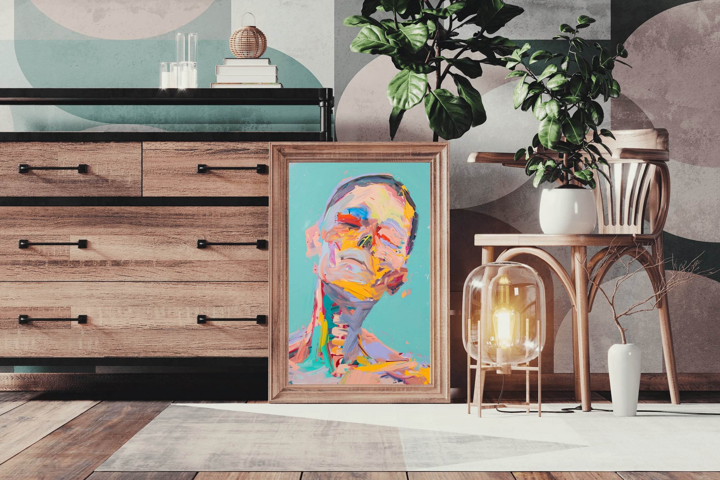 Colorful Face With Brush Strokes Wall Art - beink online art store