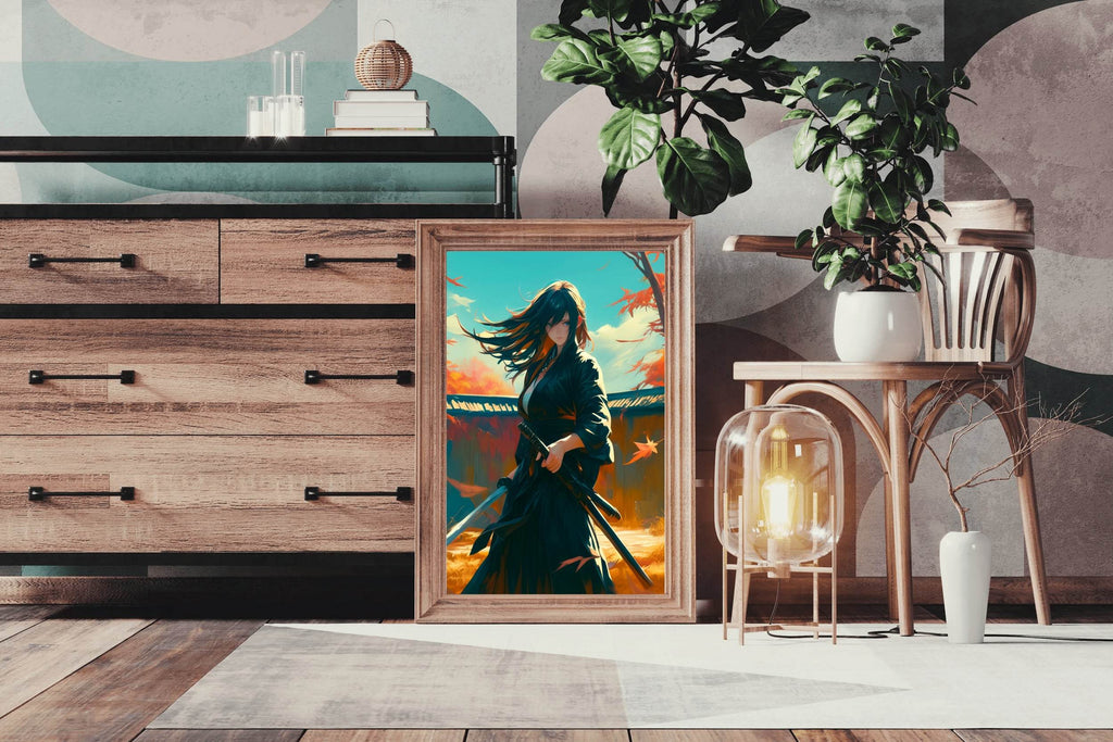 Anime Style Portrait of Traditional Japanese's Samurai Character Anime Wall Art - beink online art store