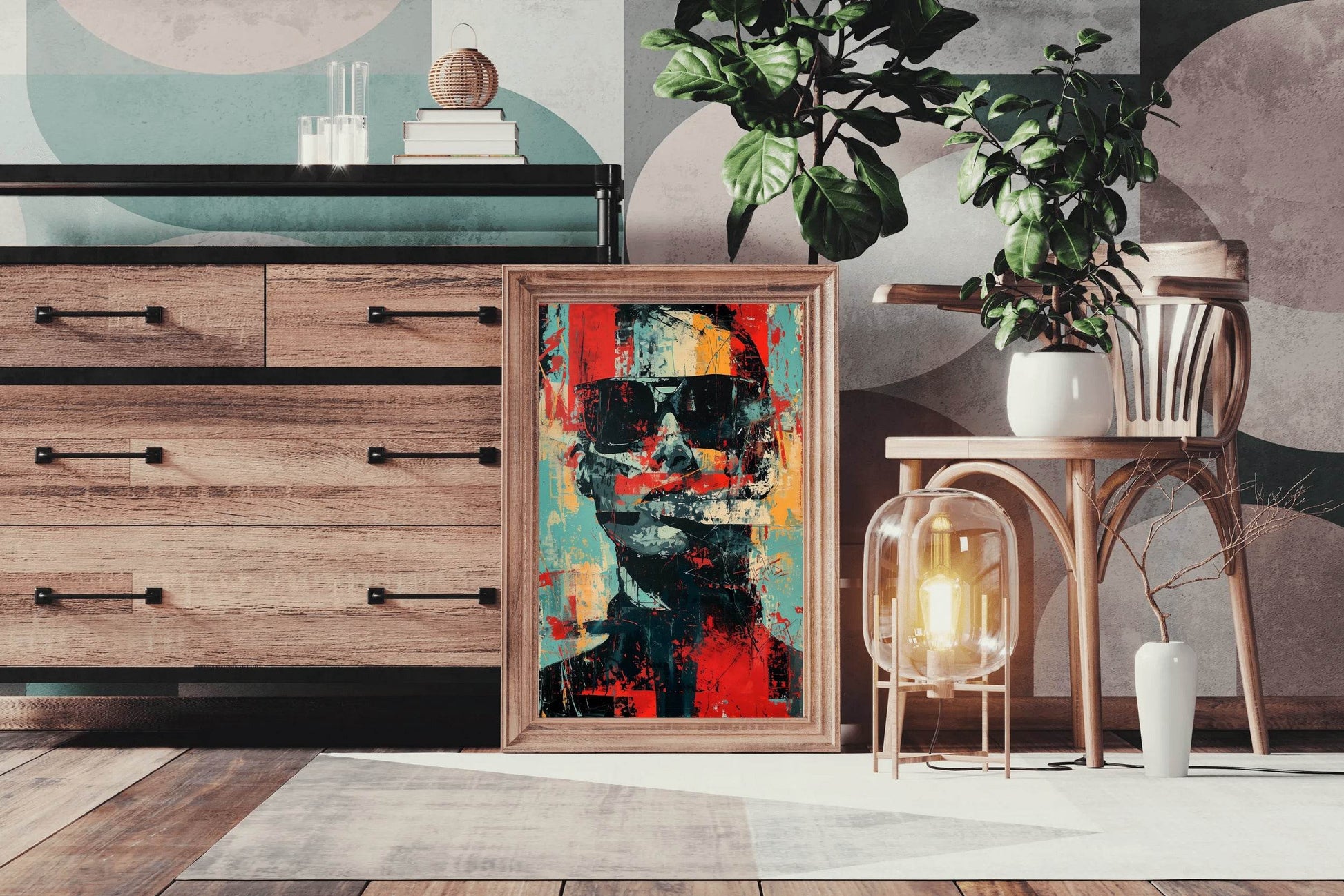Oil Paint Strokes of Funky Man With Glasses Wall Art - beink online art store
