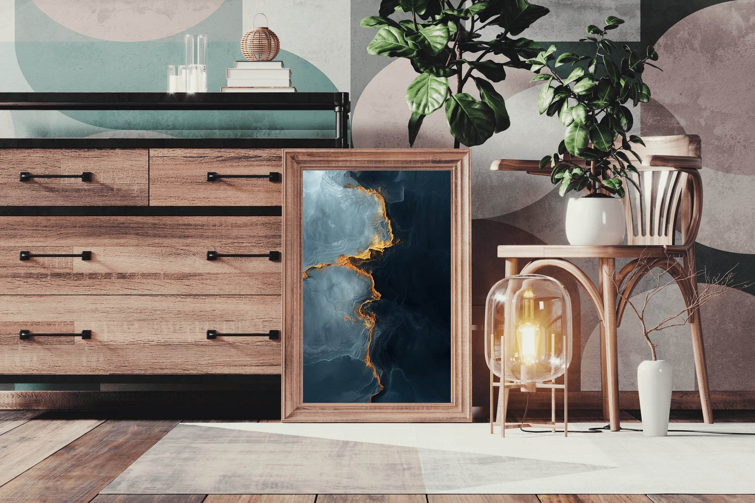 Black And Gold With Color Wall Art - beink online art store