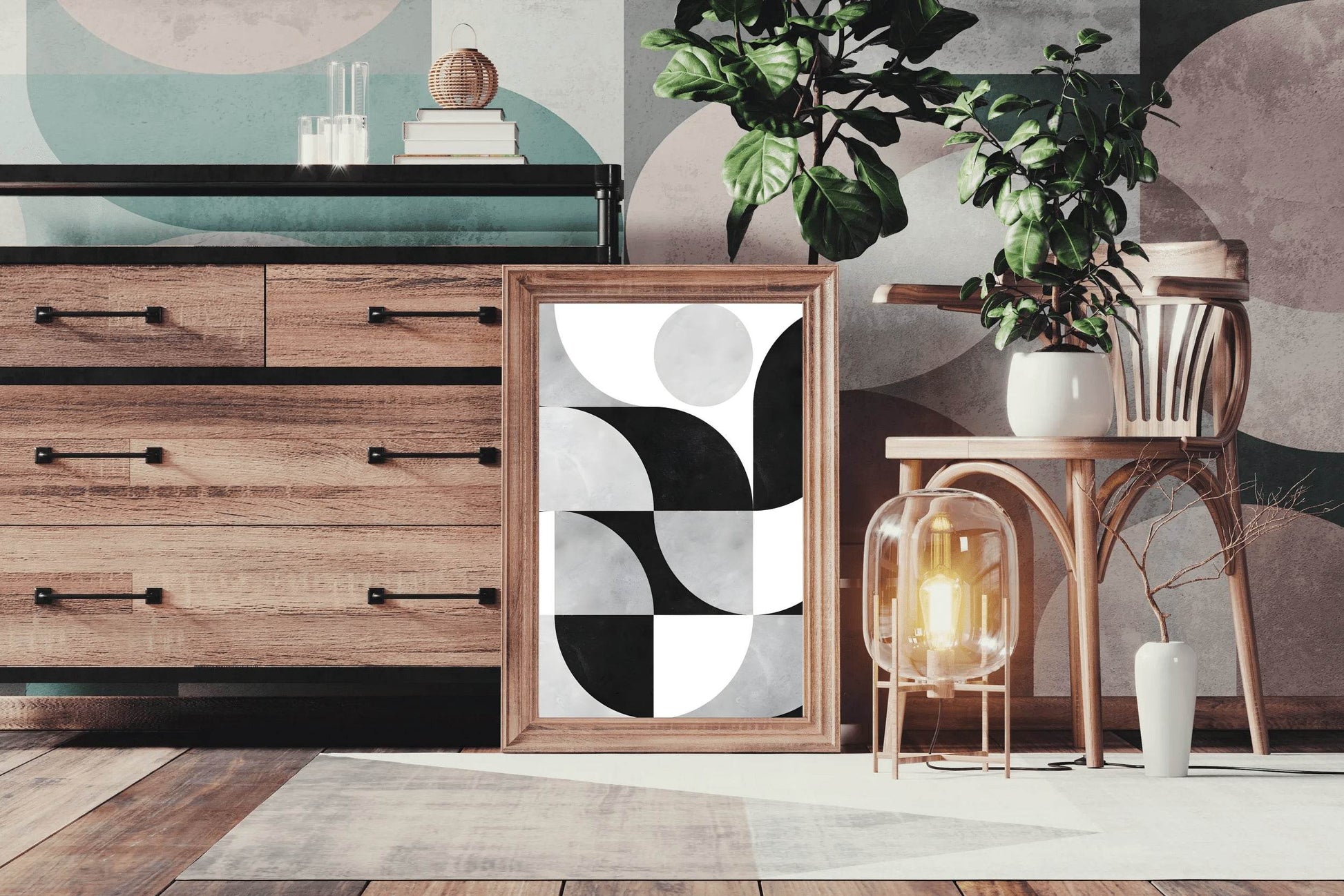 Black and White Geometric Shapes Wall Art - beink online art store