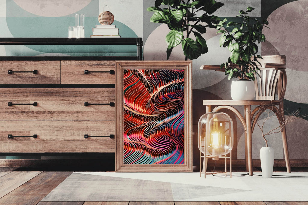 Dark Multicolor Lines Abstract Wall Art - beink online art store