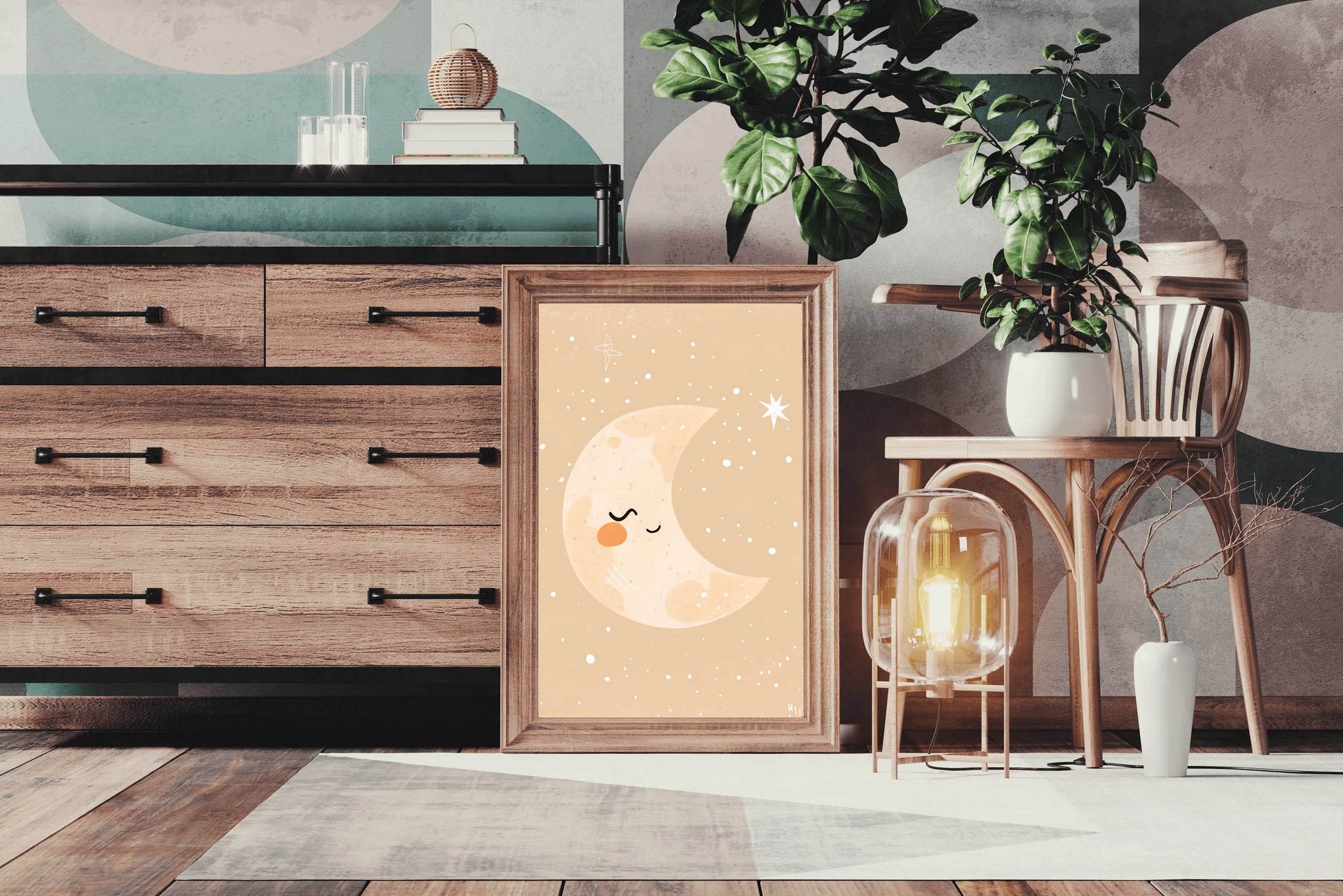 Cute Moon Character Illustration - beink online art store