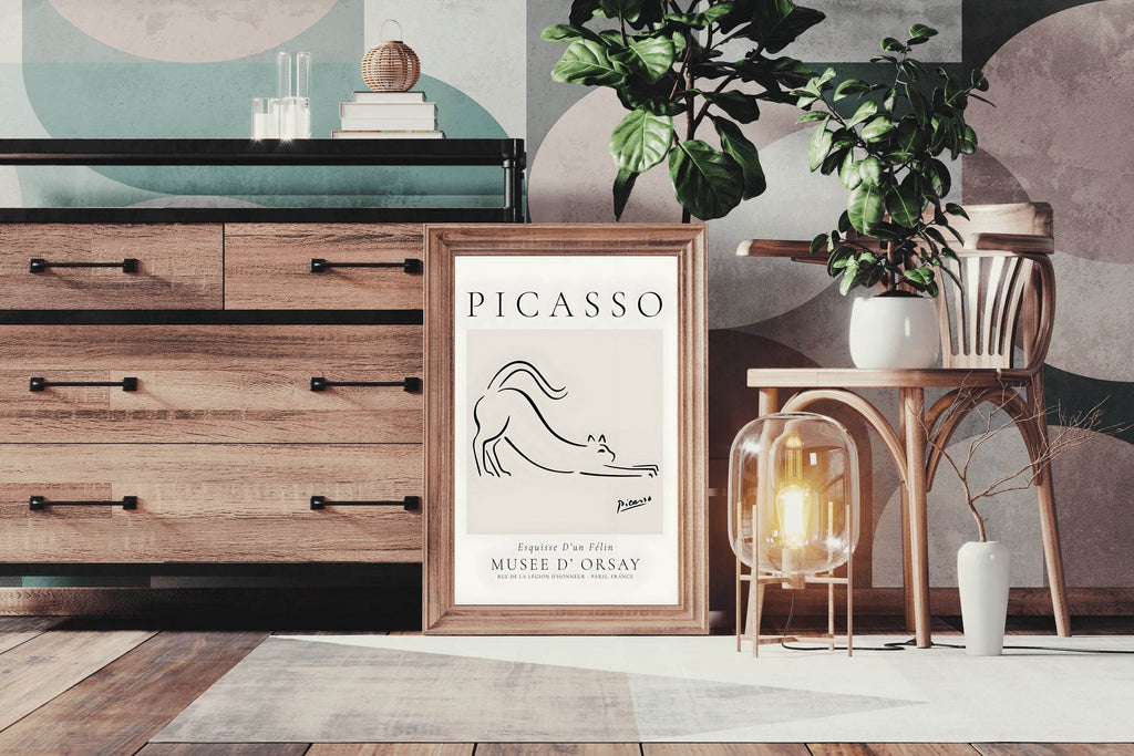 Picasso Animal Cat Line Drawing Wall Art - beink online art store