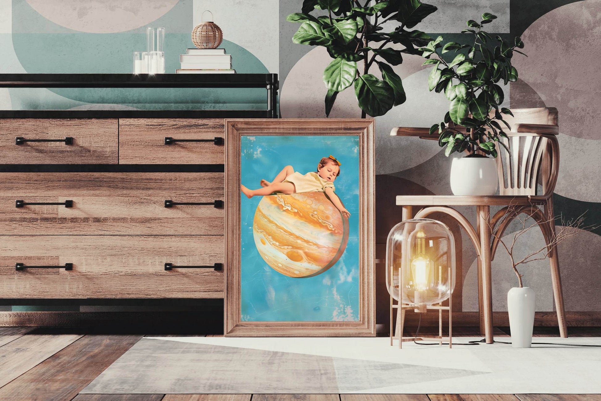 Baby Girl Sleeping On Mars Wall Art - beink online art store