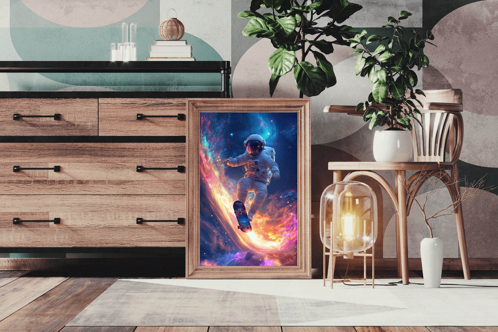 Astronaut Floating Space with skate board - beink online art store