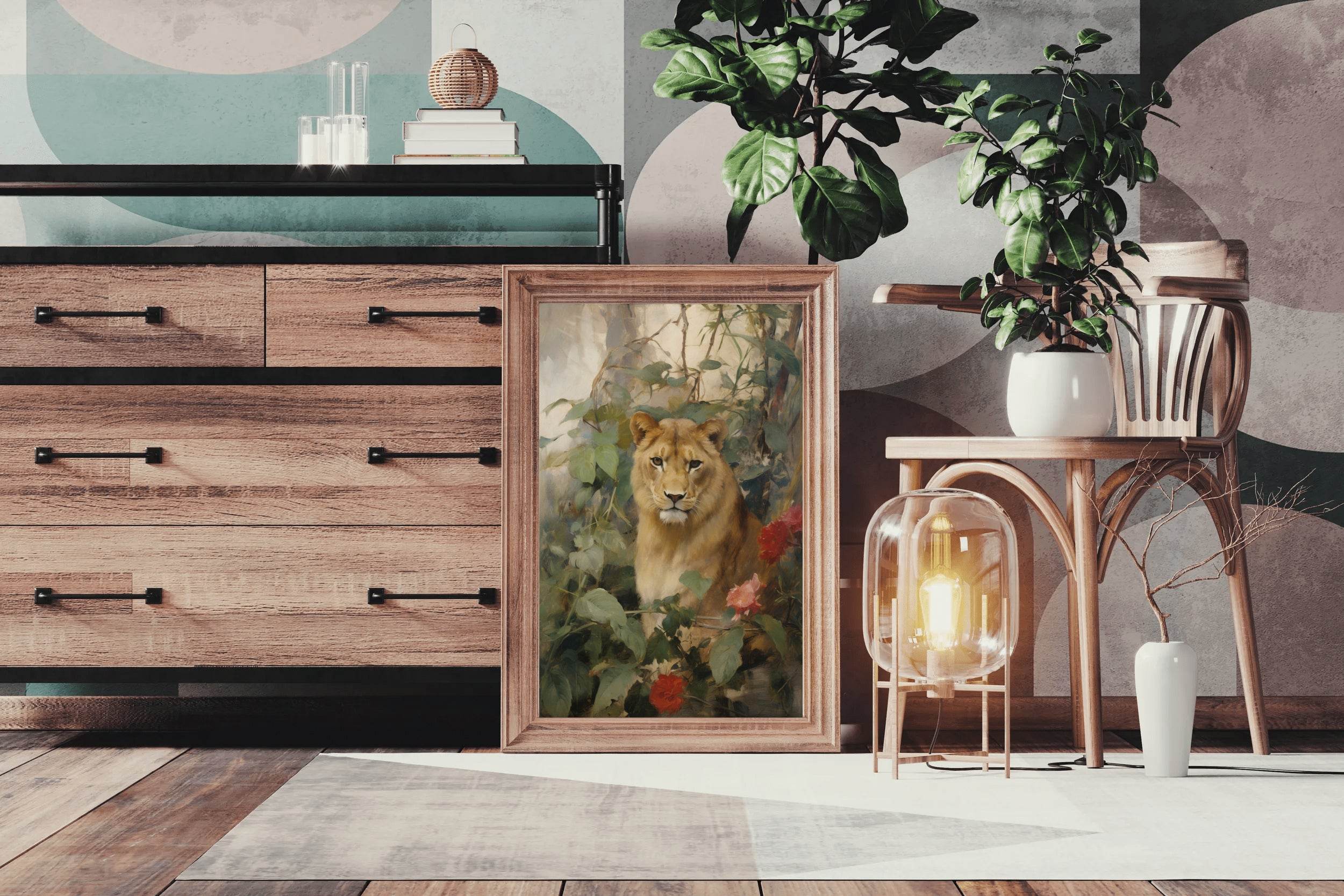 Painting of Lioness Animal Wall Art - beink online art store
