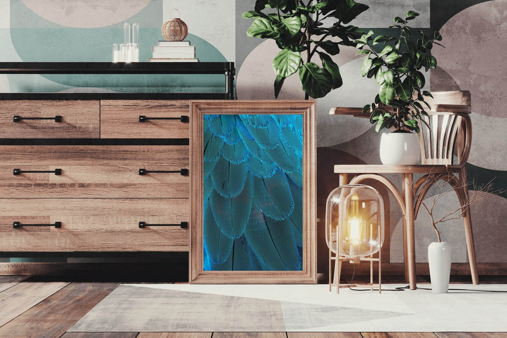 Blue Bird Feather Abstract Wall Art - beink online art store
