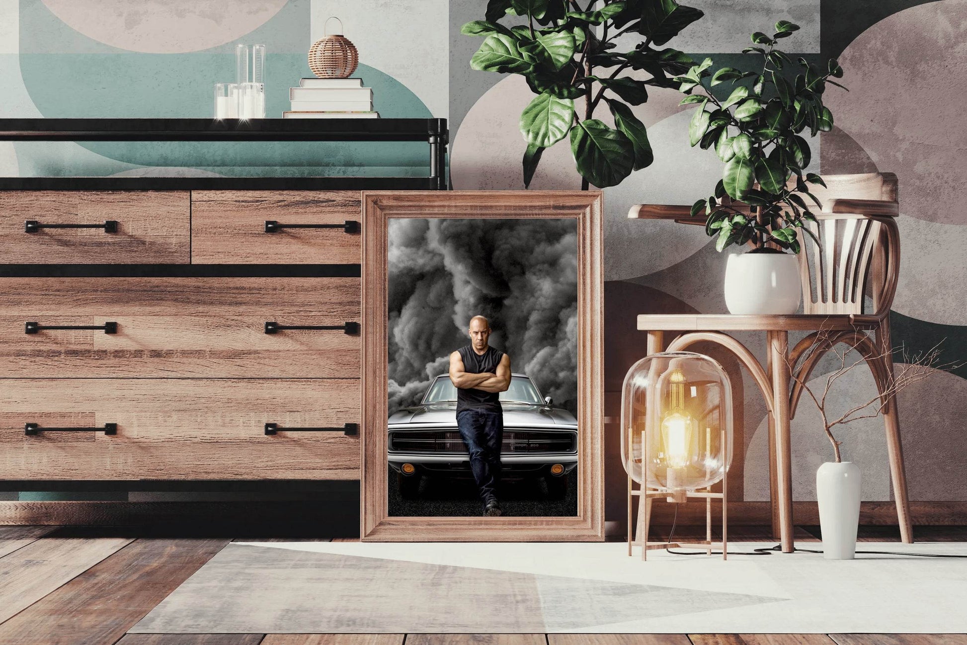 Fast and Furious Dominic Toretto with Grey Smoke Background Wall Art - beink online art store