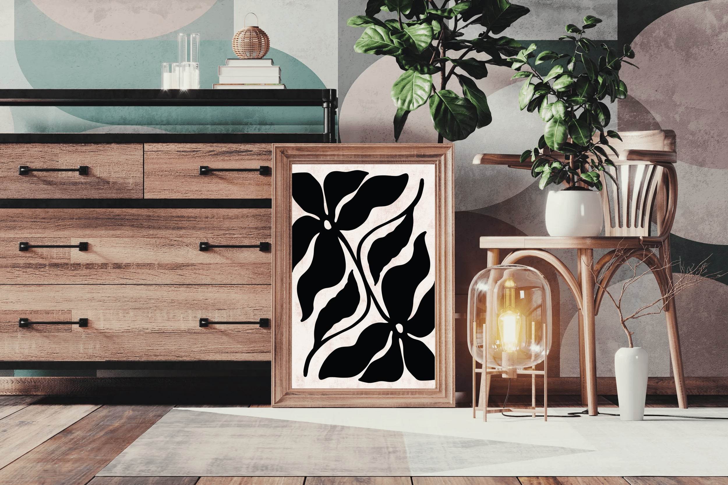 Black and White Floral Pattern ArtWork - beink online art store