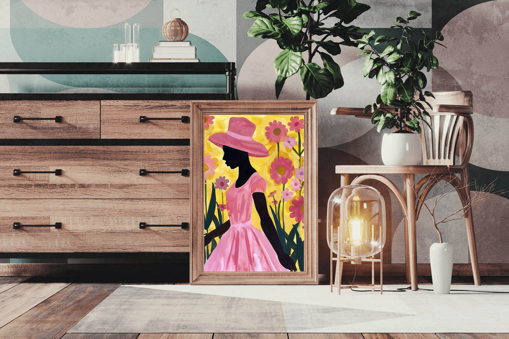 African Woman Flowers Wall Art - beink online art store