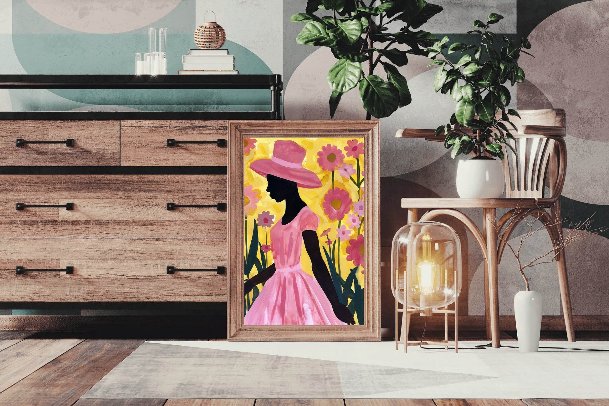 African Woman Flowers Wall Art - beink online art store