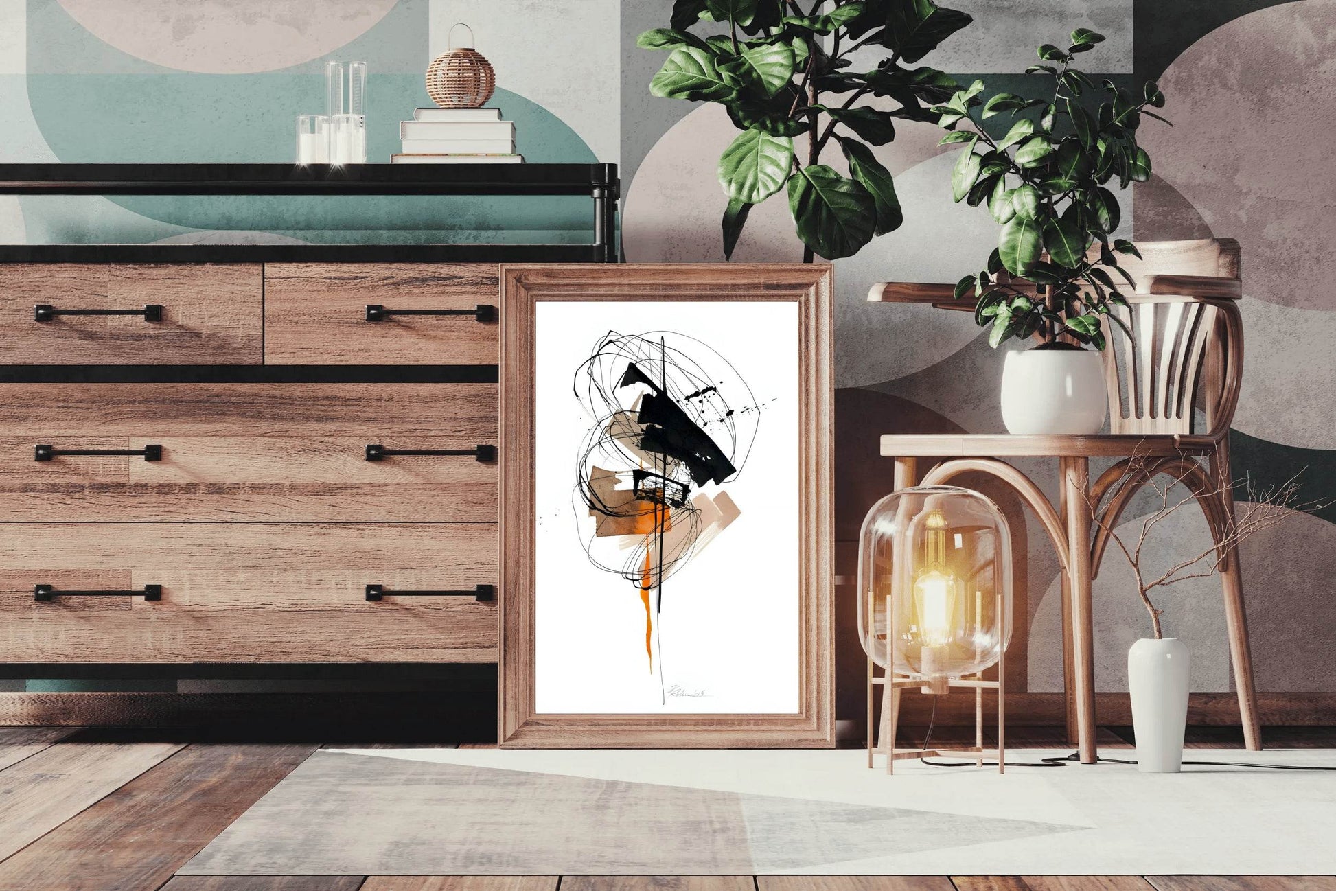 Ink Explosion Face Shape Modern Art - beink online art store