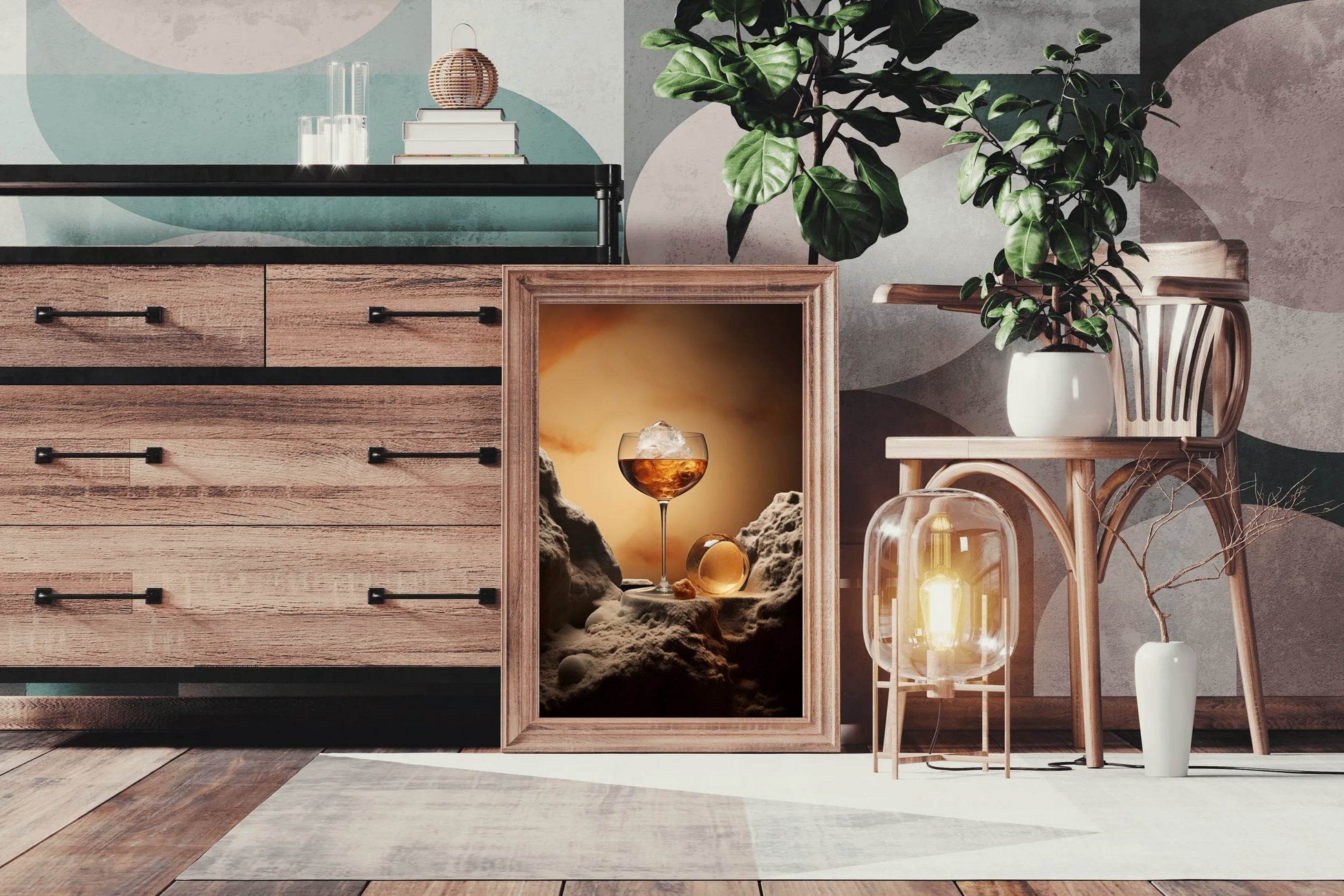 Splash Whiskey On Ice Wall Art - beink online art store