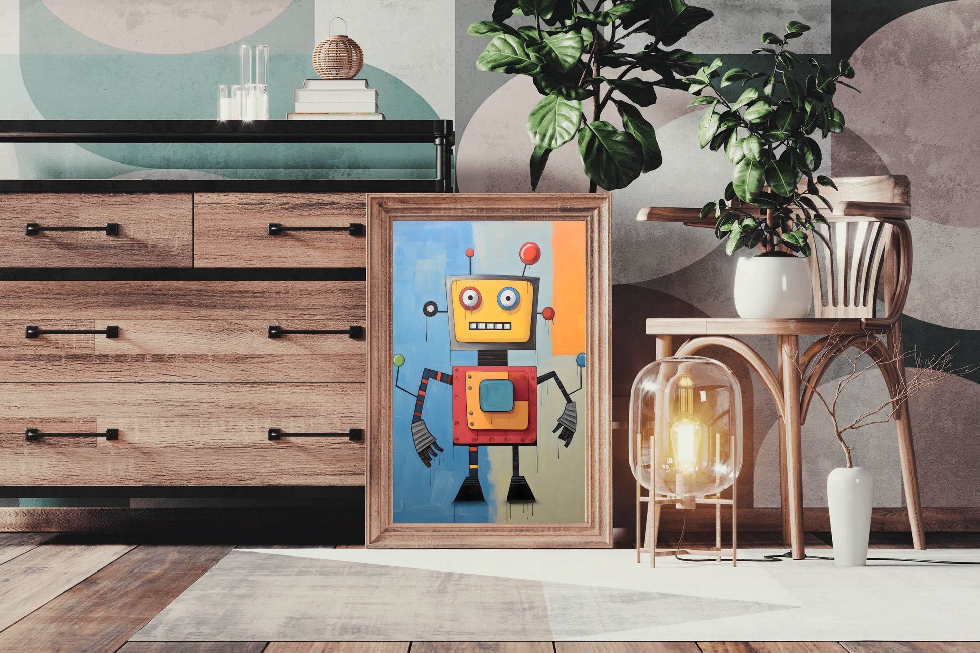 Paper Drawing of an Angry Robot - beink online art store