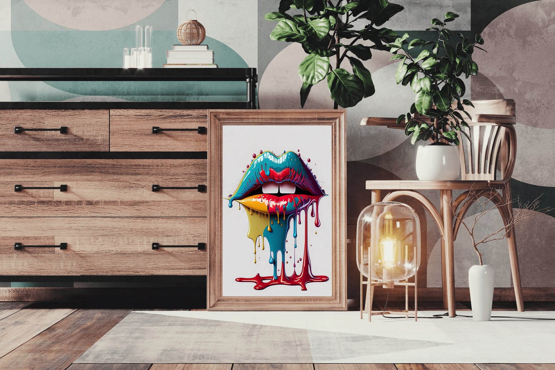 Woman Lips With Colorful Lipstick Wall Art - beink online art store