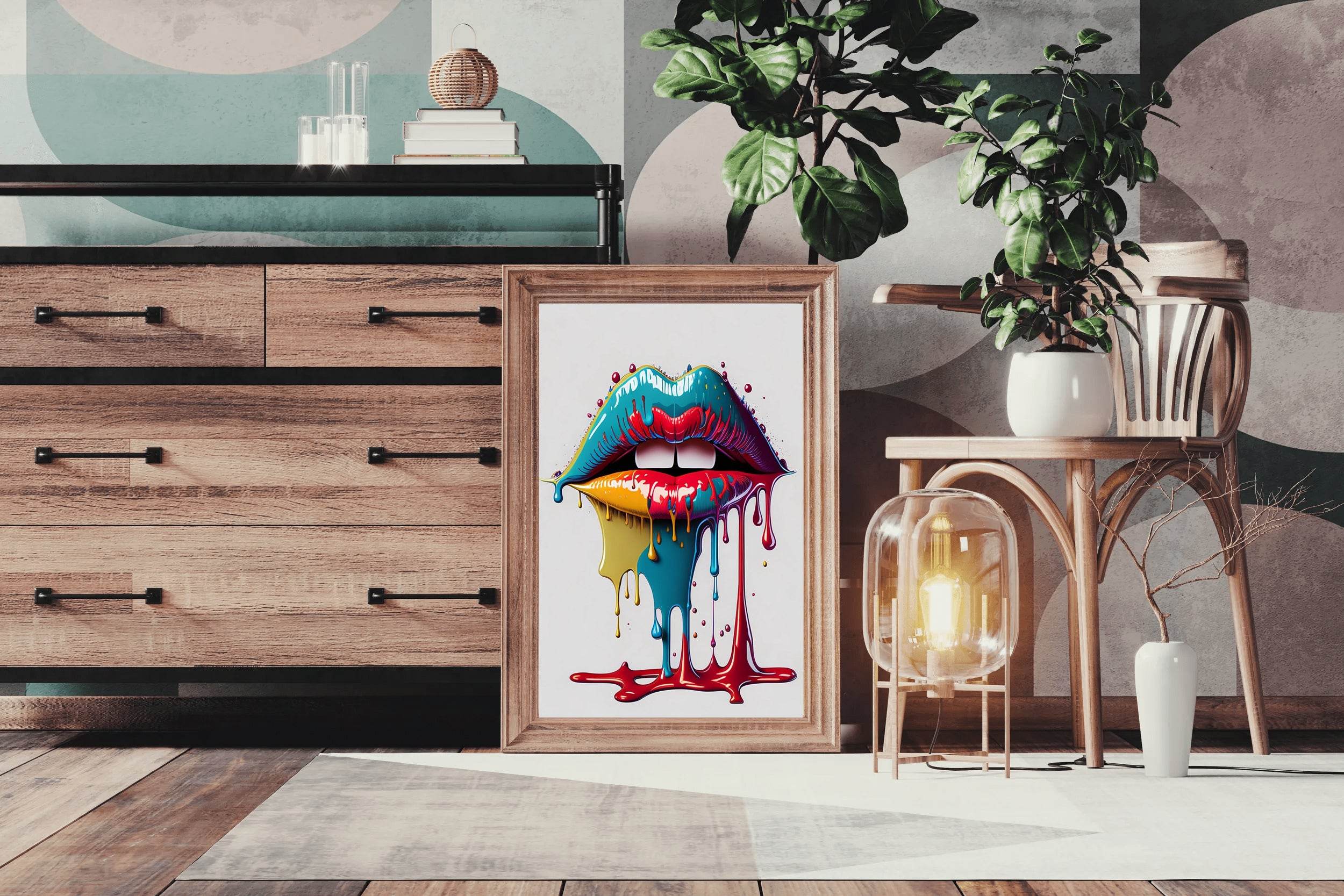Woman Lips With Colorful Lipstick Wall Art - beink online art store