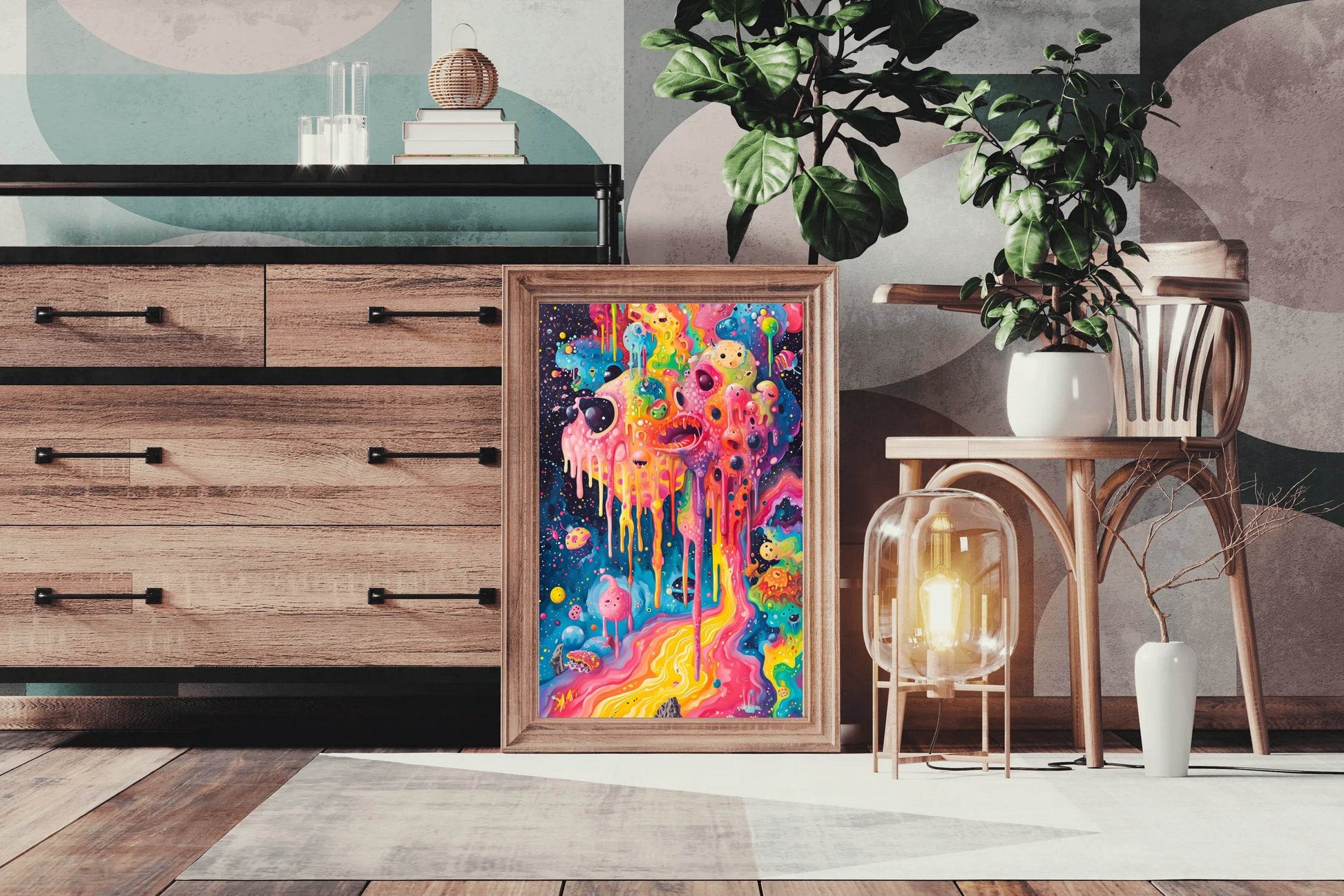 Brightly Colored Psychedelic Painting of a Monster Wall Art - beink online art store