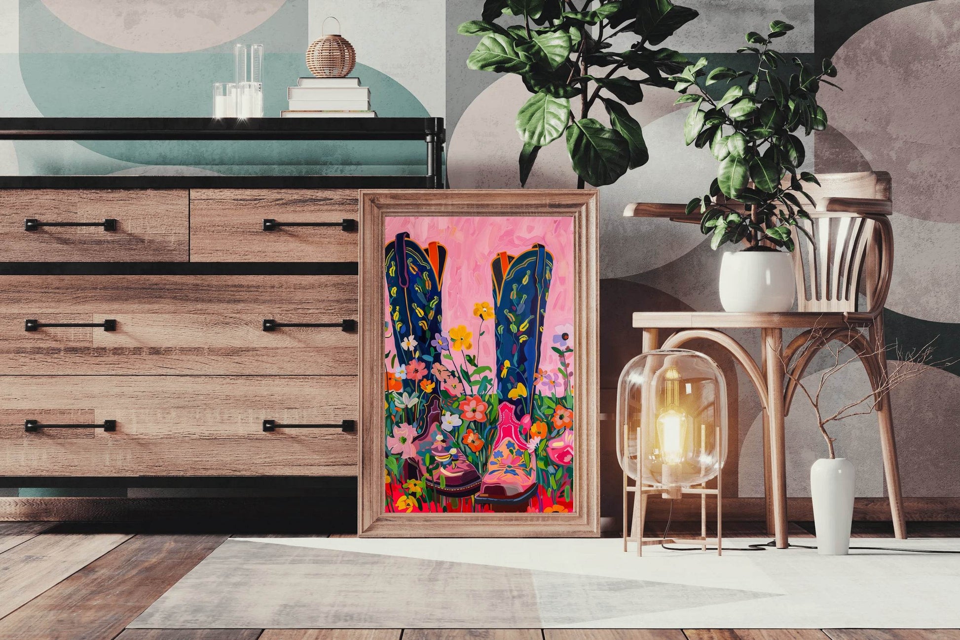 Cowboy Boots and Flower Blooms - beink online art store