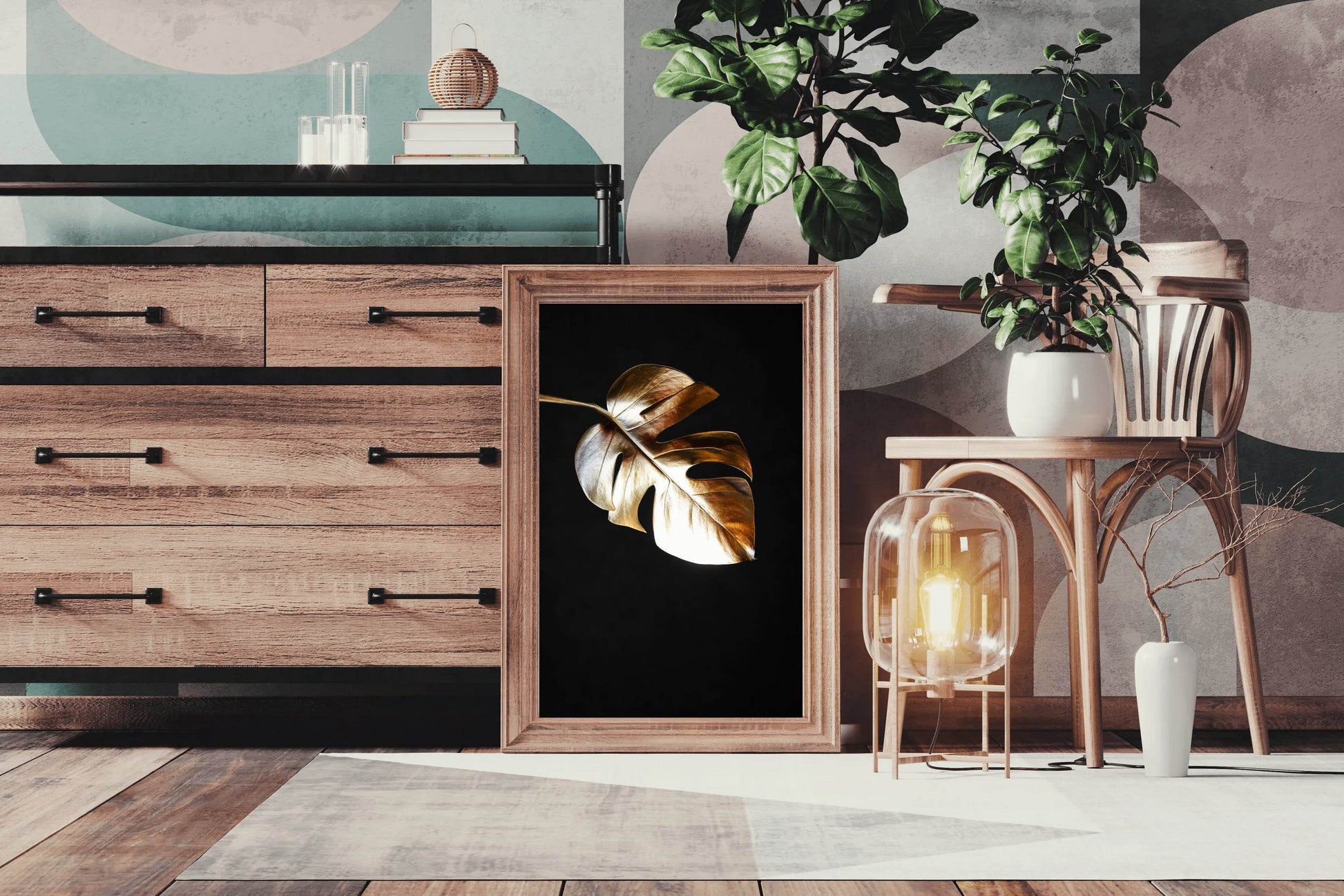 Golden Fig Leaf Wall Art - beink online art store