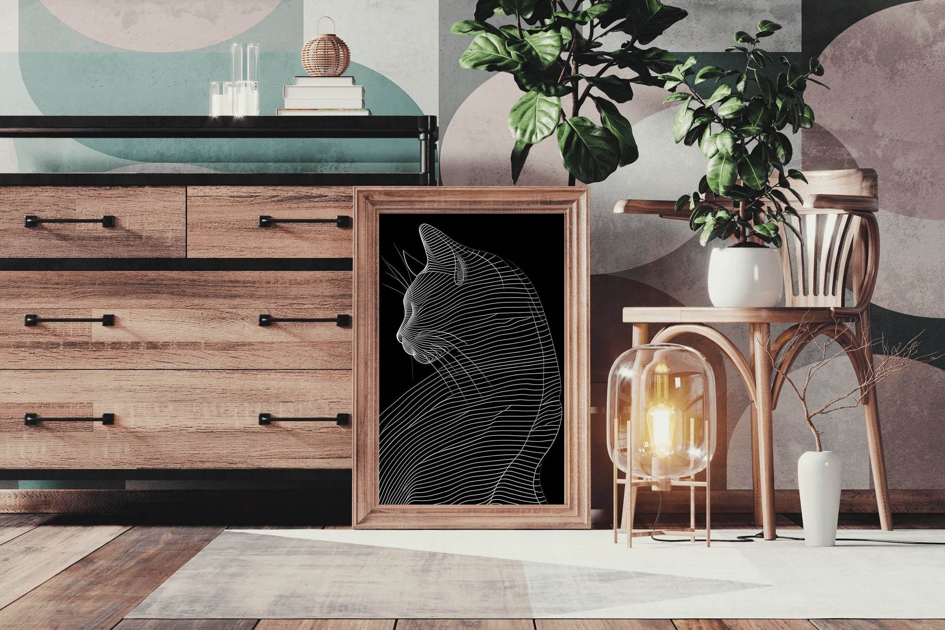 A Black and White Picture of a Cat - beink online art store