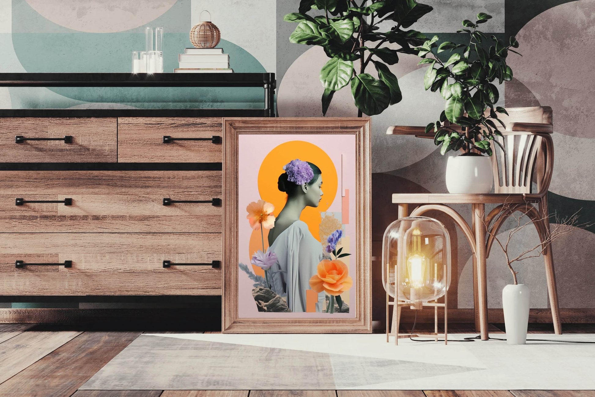 Women with flowers Abstract Wall Art - beink online art store