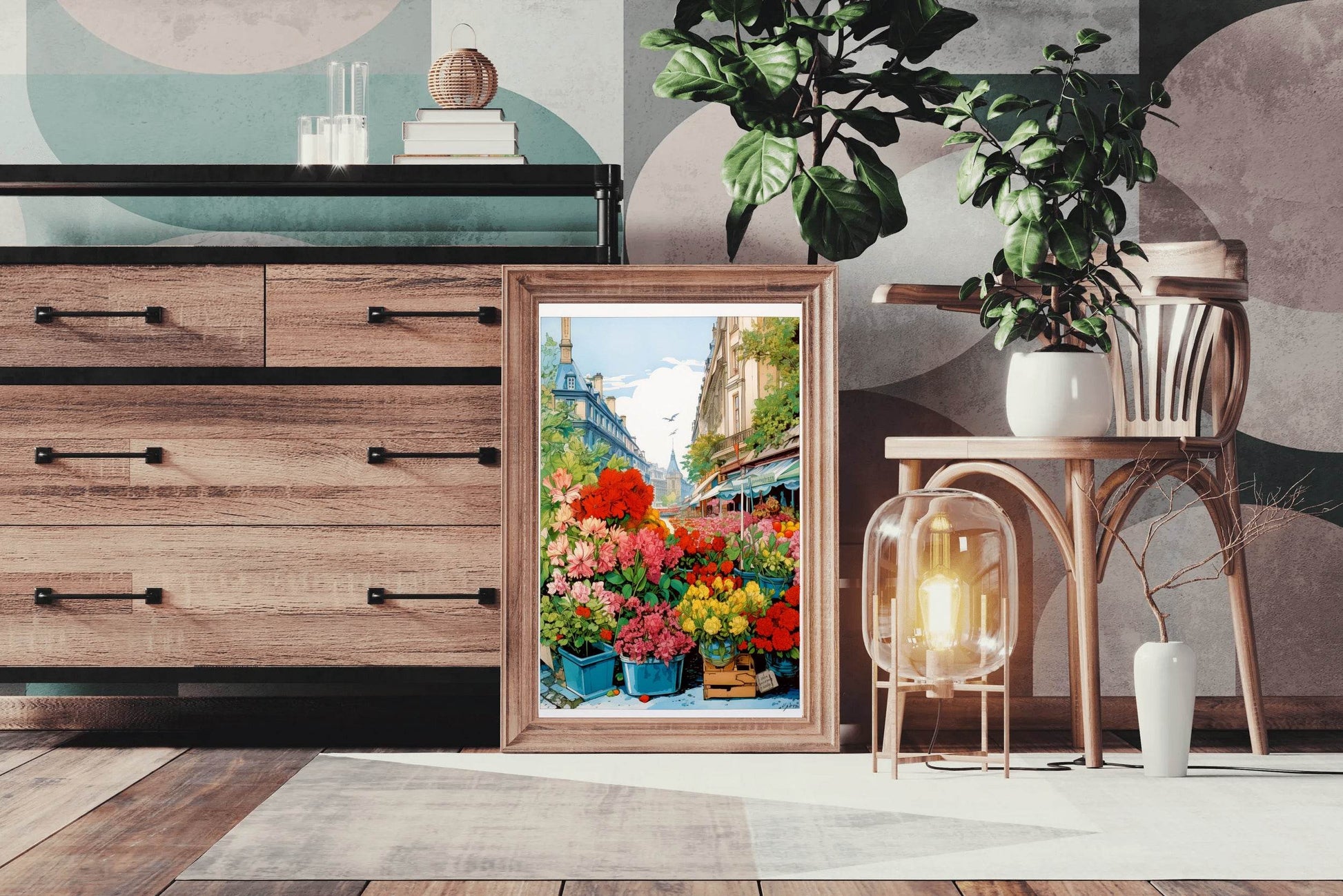 Colorful Flower Market in Paris Wall Art - beink online art store