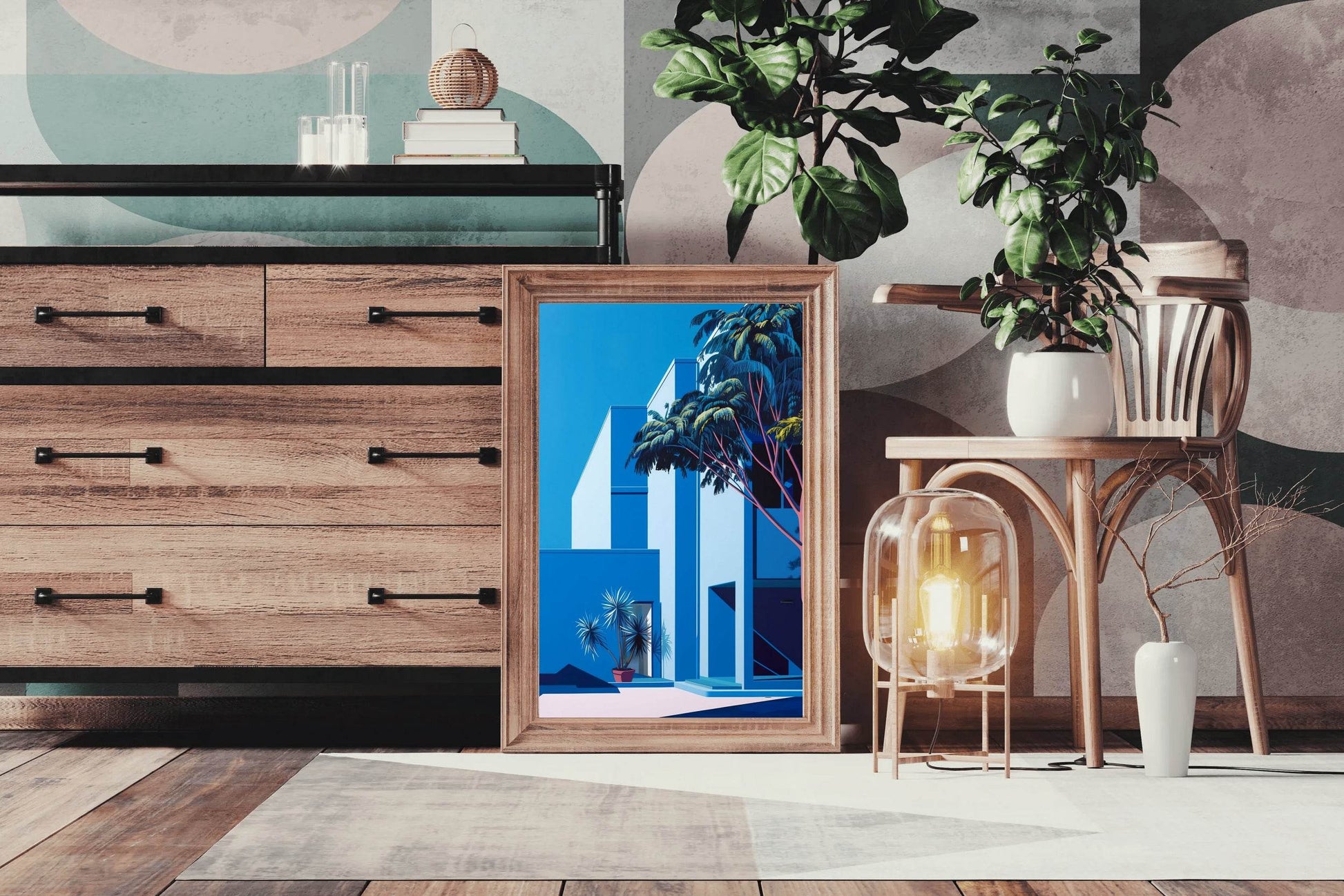 3D Geometric Getaway- Blue Home Modern Art - beink online art store