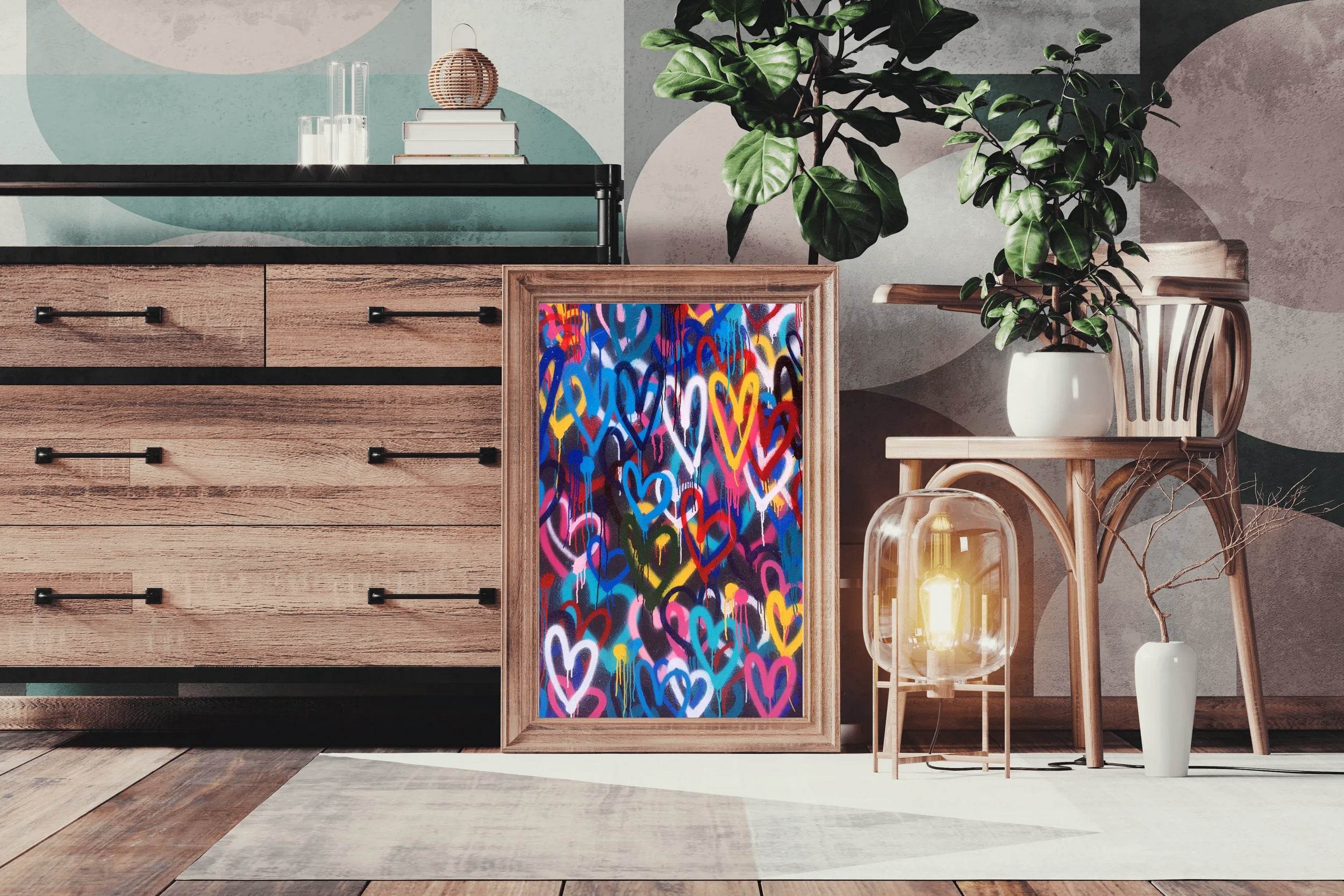 Multicolor Heartshape Background Wall Art - beink online art store