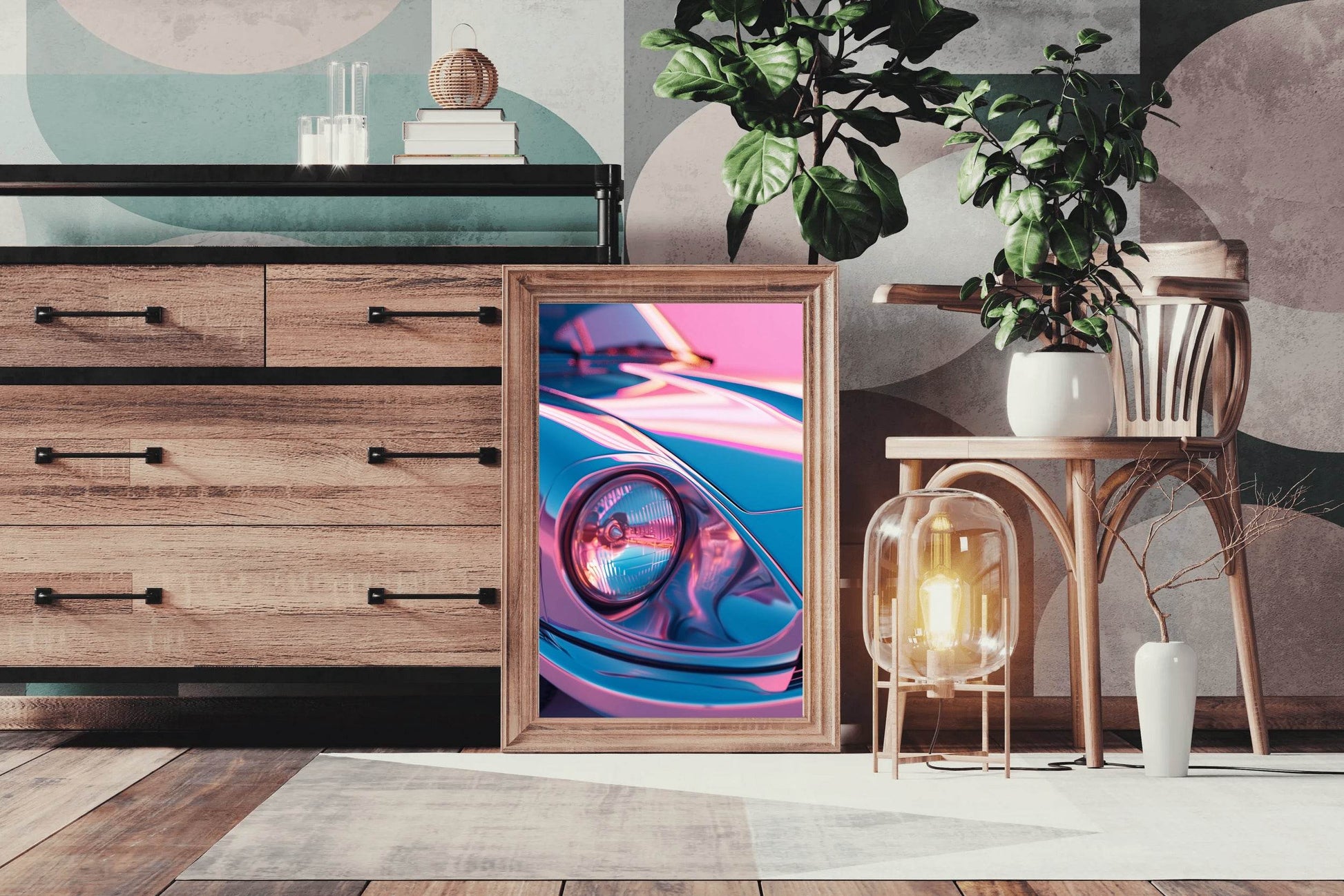 Neon Pink Porsche 911 Wall Art - beink online art store