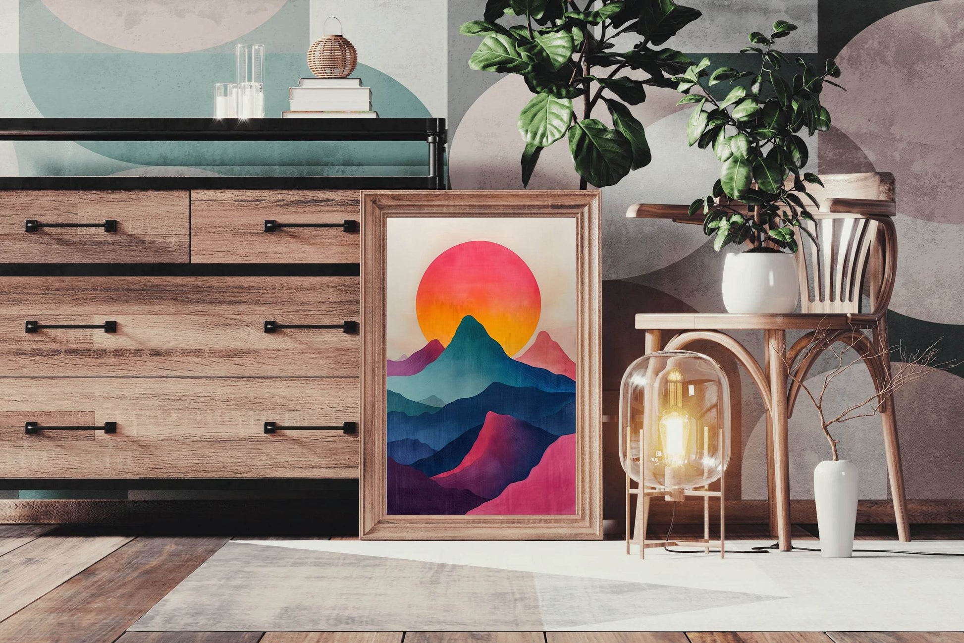 Oil Paint Rainbow Hills Modern Wall Art - beink online art store