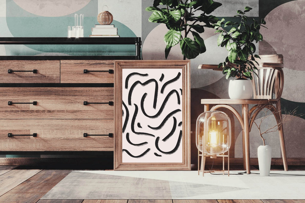 Black Spiral Lines Wall Art - beink online art store