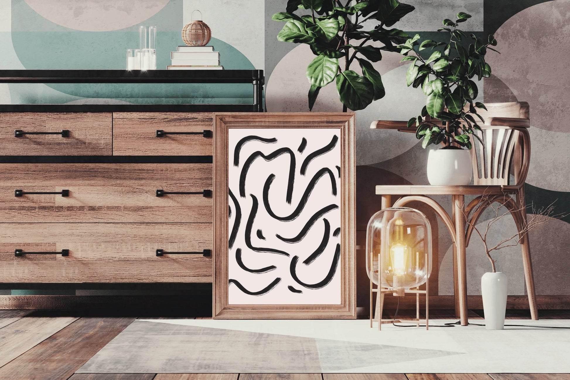 Black Spiral Lines Wall Art - beink online art store