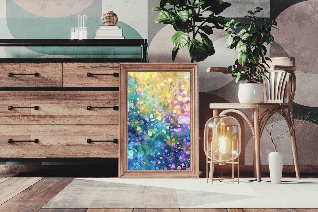 Colorful Neon Dots Digital Art - beink online art store