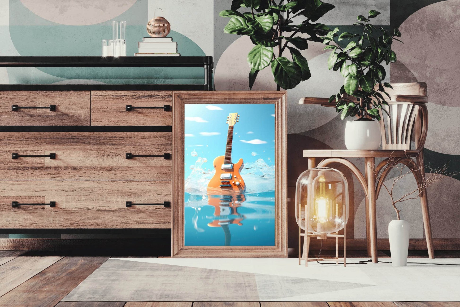 Guitar Drowned In Water Wall Art - beink online art store