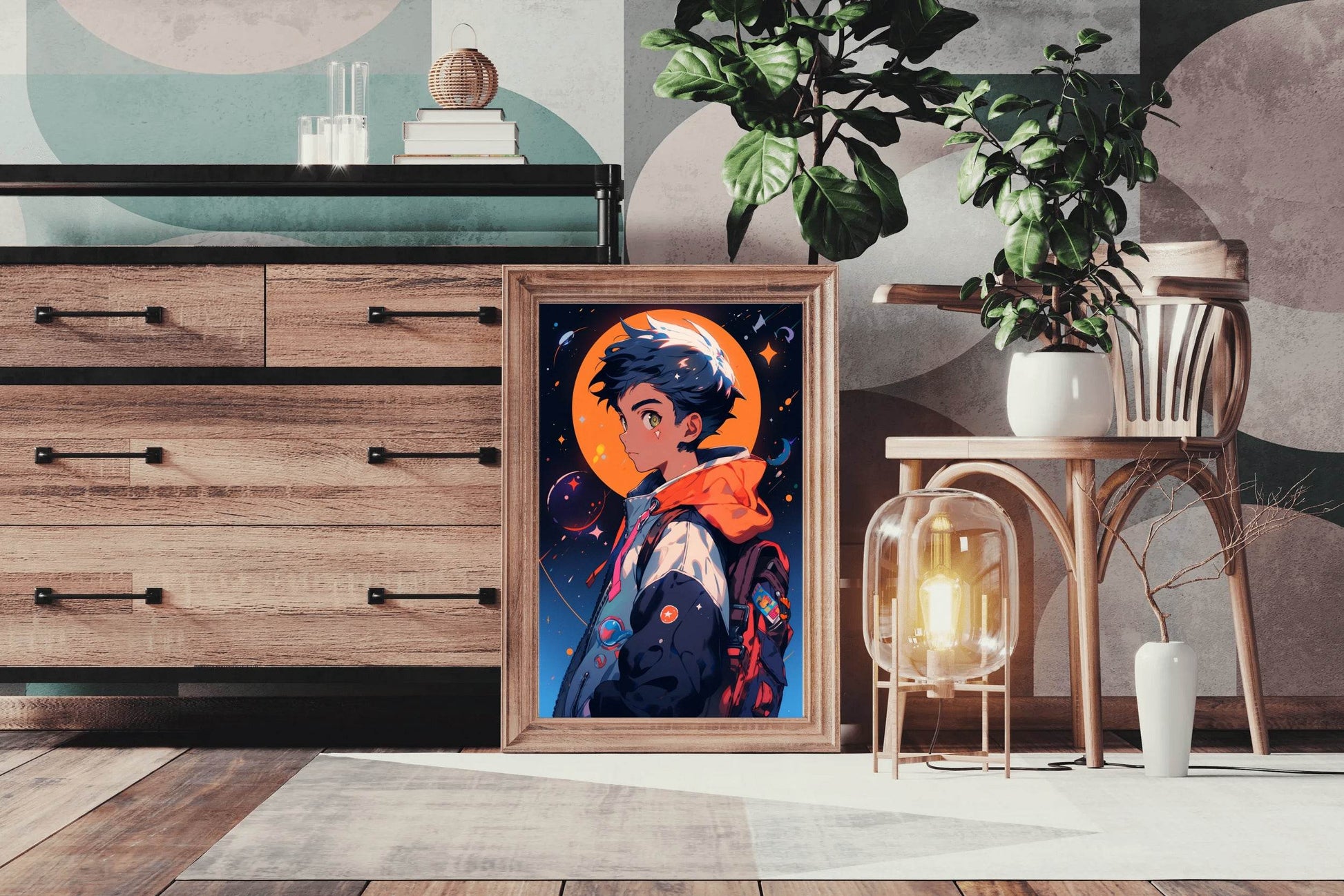 Anime Boy with Backpack Wall Art - beink online art store