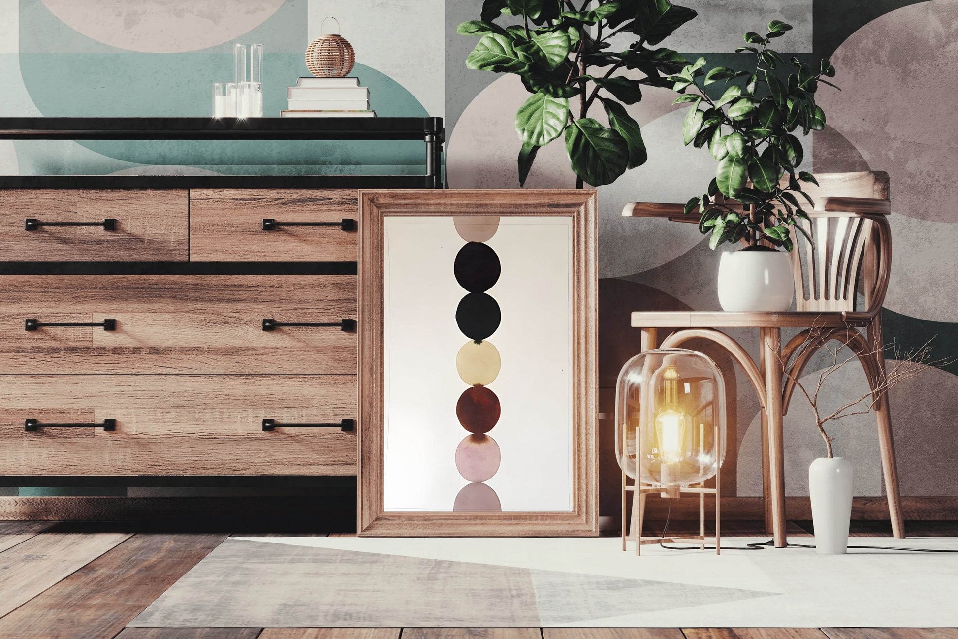 Multicolor Vertical Circles Modern Wall Art - beink online art store