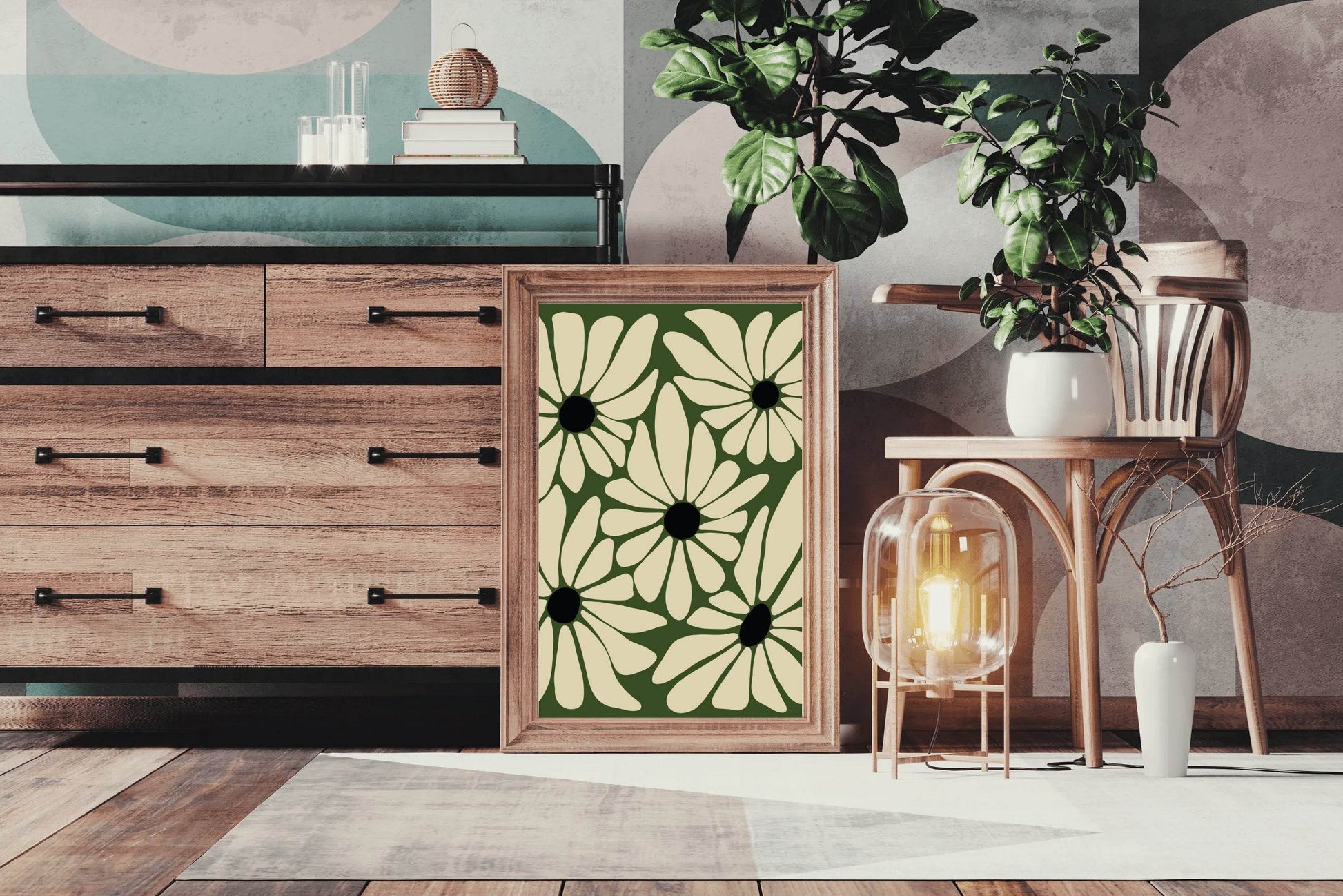 Abstract Floral Art Stylized Daisies ArtWork - beink online art store