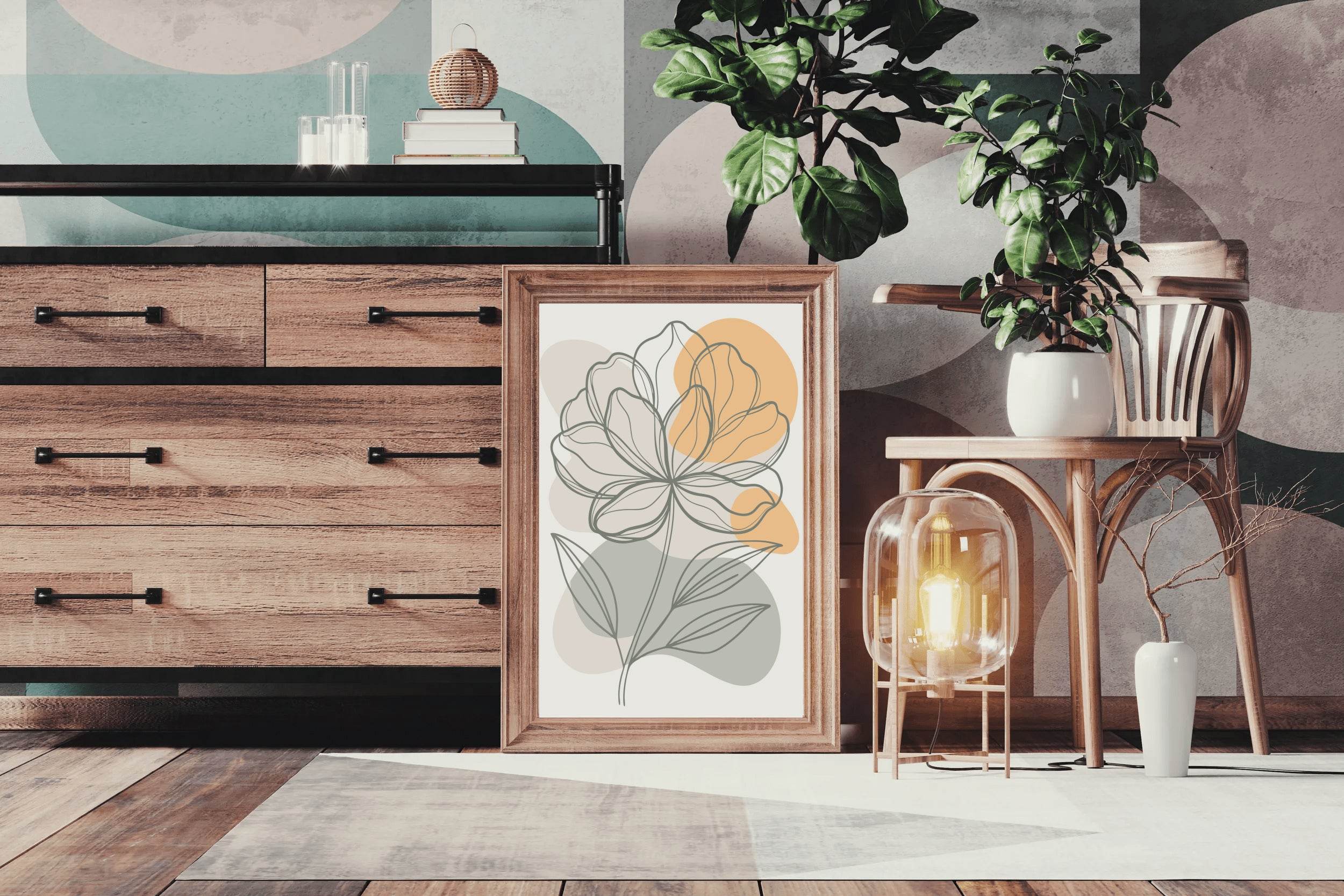 Minimal Design of Spring Flowers Wall Art - beink online art store