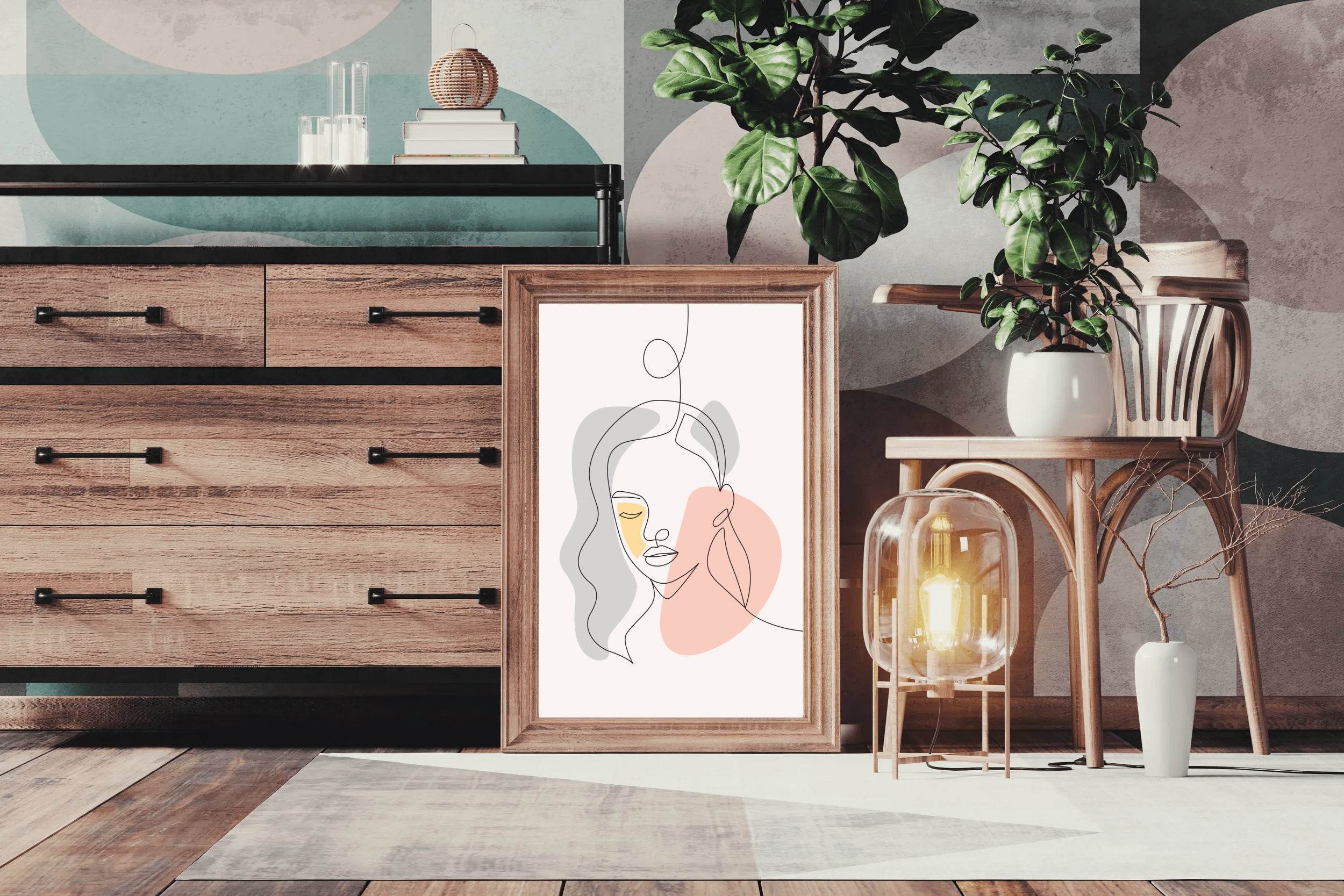 Beautiful Face Design With Minimal Style - beink online art store