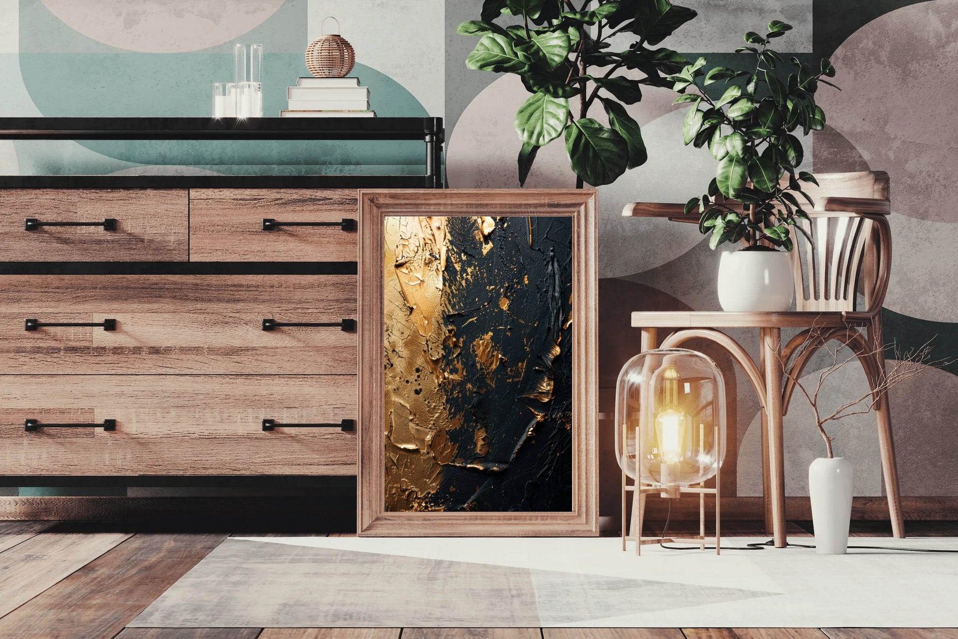 Black and Gold Grunge Wall Art - beink online art store